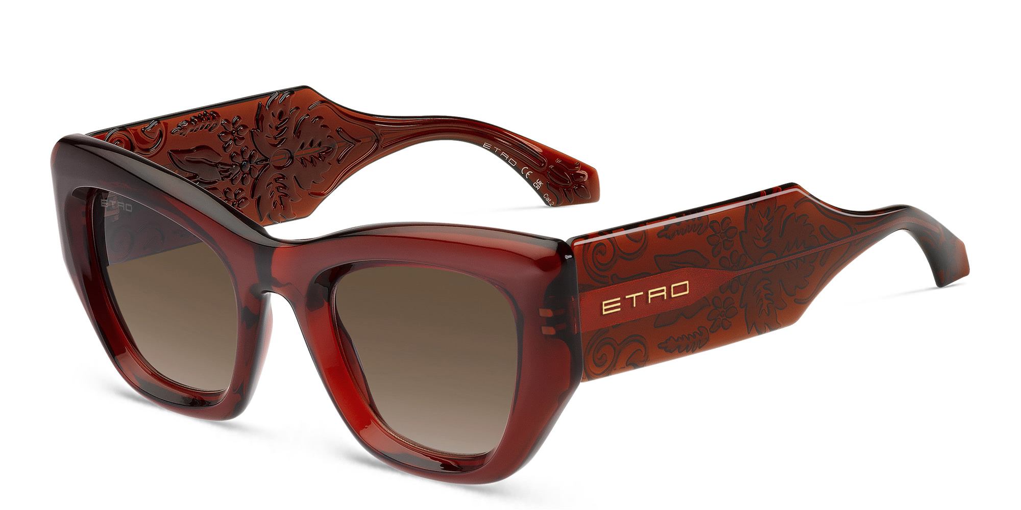 Shop ETRO Paisley Rectangle Sunglasses in Brick online.
