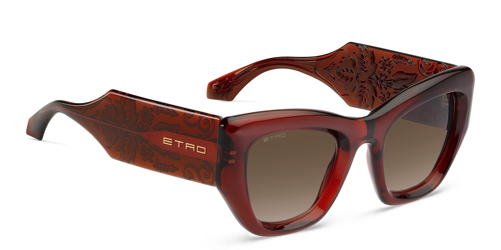 Shop ETRO Paisley Rectangle Sunglasses in Brick online.