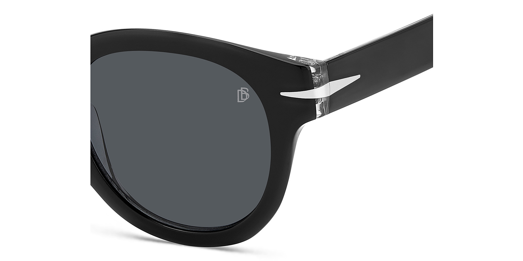 Shop DAVID BECKHAM Style Pioneer Panthos Sunglasses in Black Crystal online.