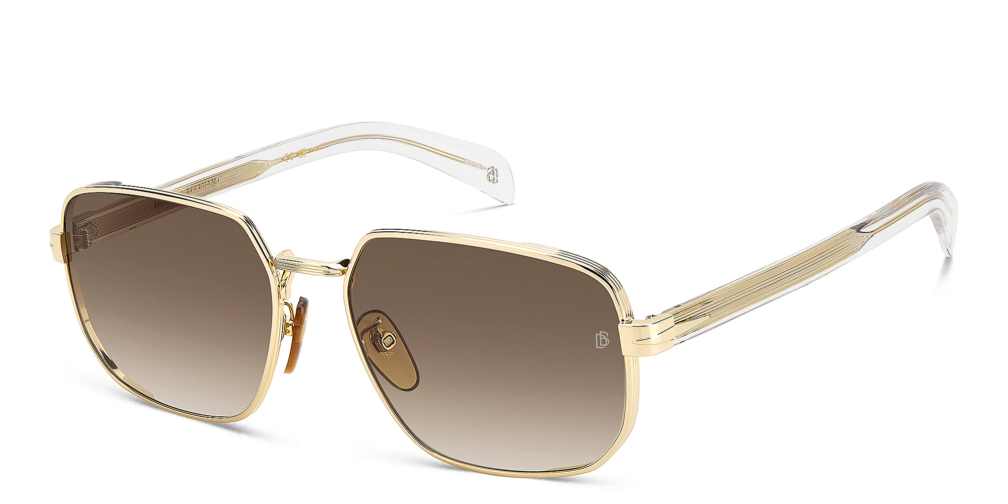 تسوق نظارات شمسية ستايل بايونير بإطار مستطيل ديفيد بيكهام بلون ذهبي كريستال أونلاين.