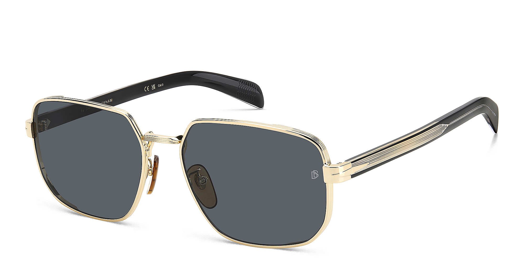DAVID BECKHAM Style Pioneer Rectangle Sunglasses in Gold Black – Product Photo 2