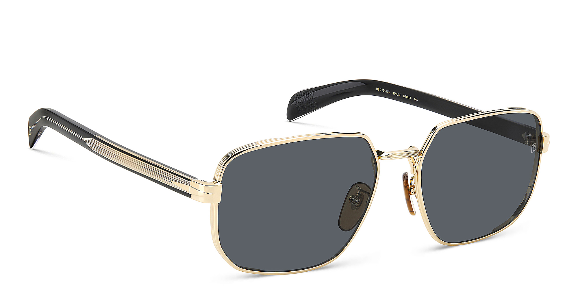 DAVID BECKHAM Style Pioneer Rectangle Sunglasses in Gold Black – Product Photo 3