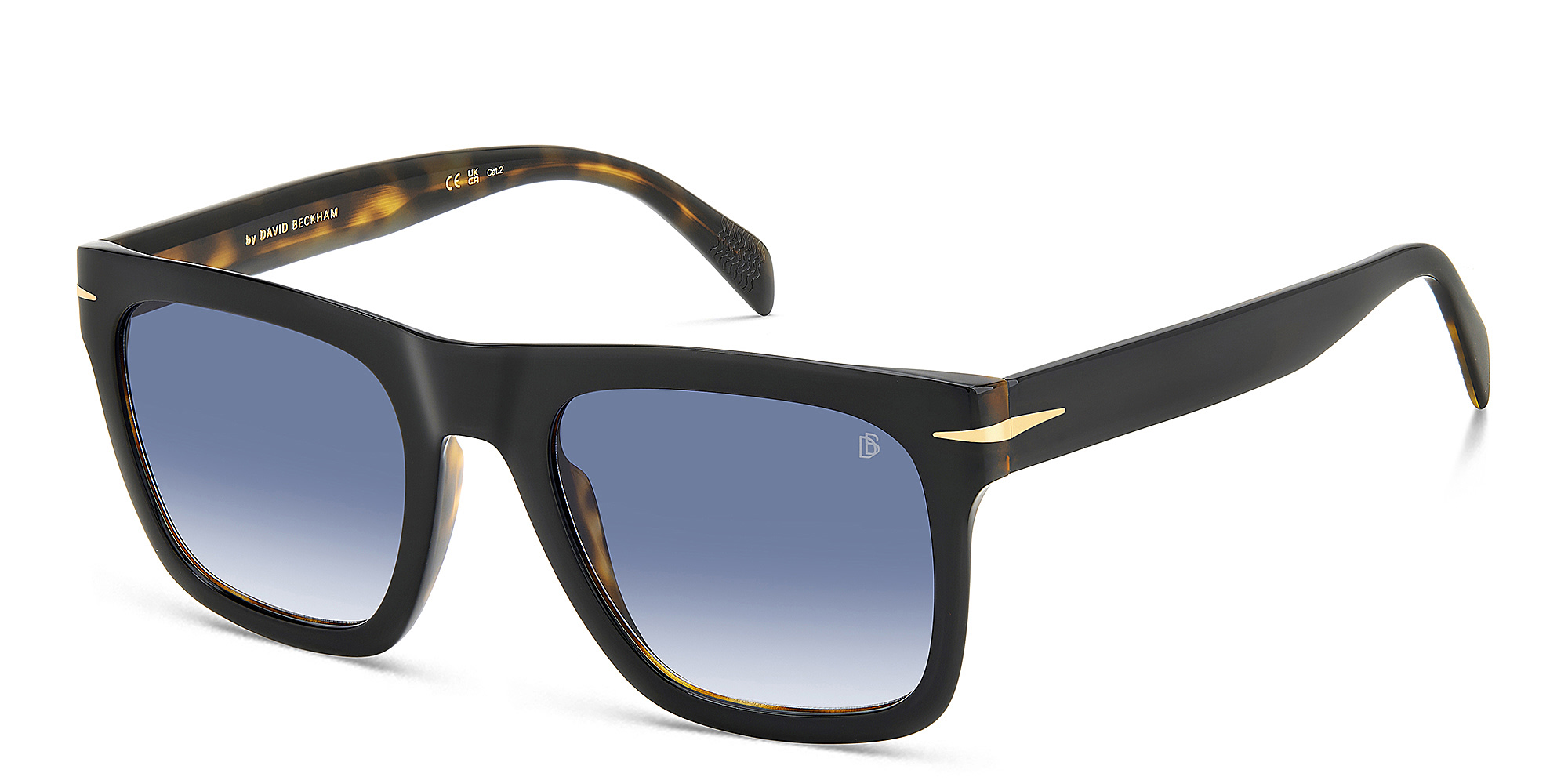 Shop DAVID BECKHAM Style Pioneer Rectangle Sunglasses in Black Havana online.