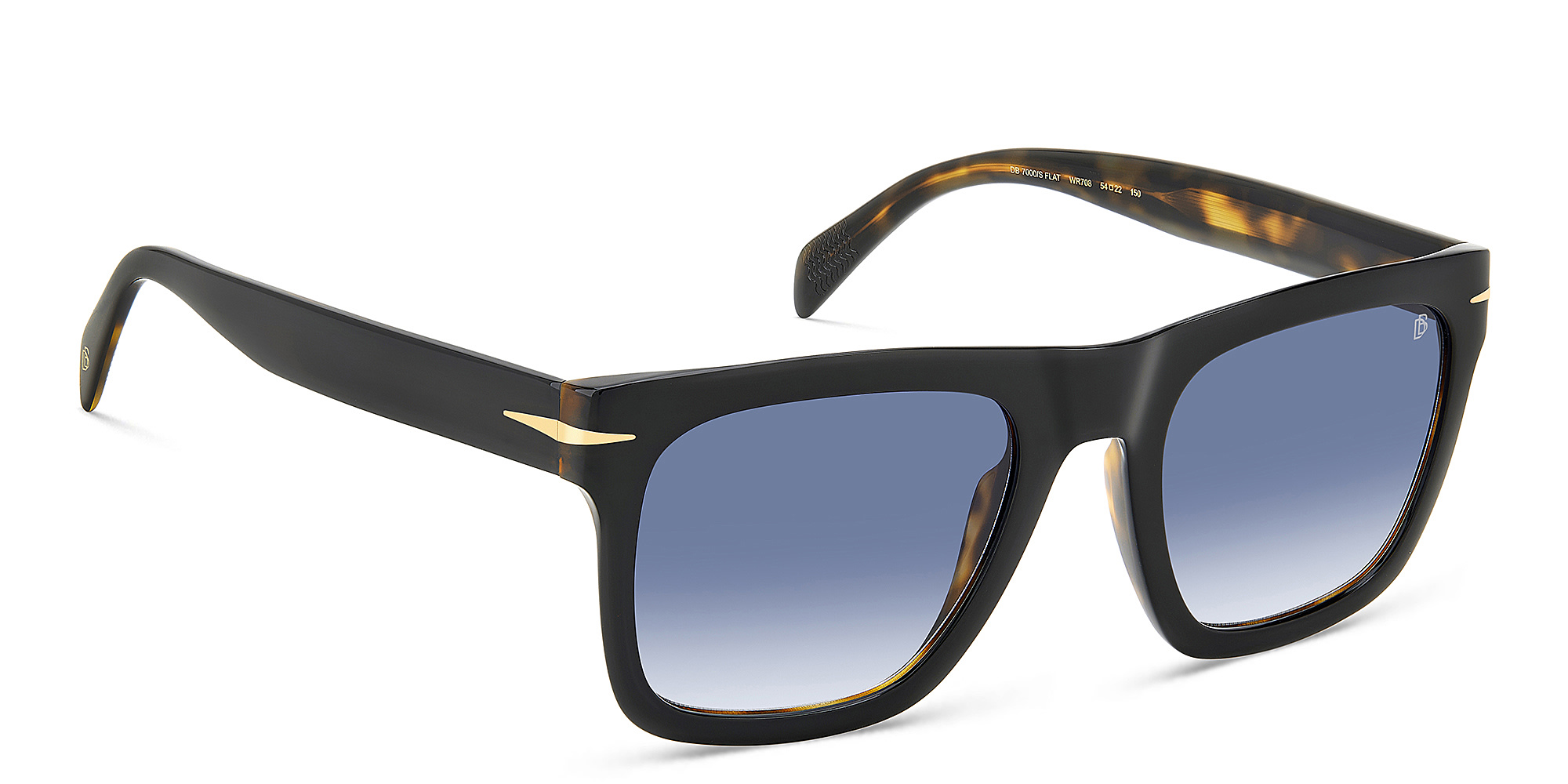 Shop DAVID BECKHAM Style Pioneer Rectangle Sunglasses in Black Havana online.