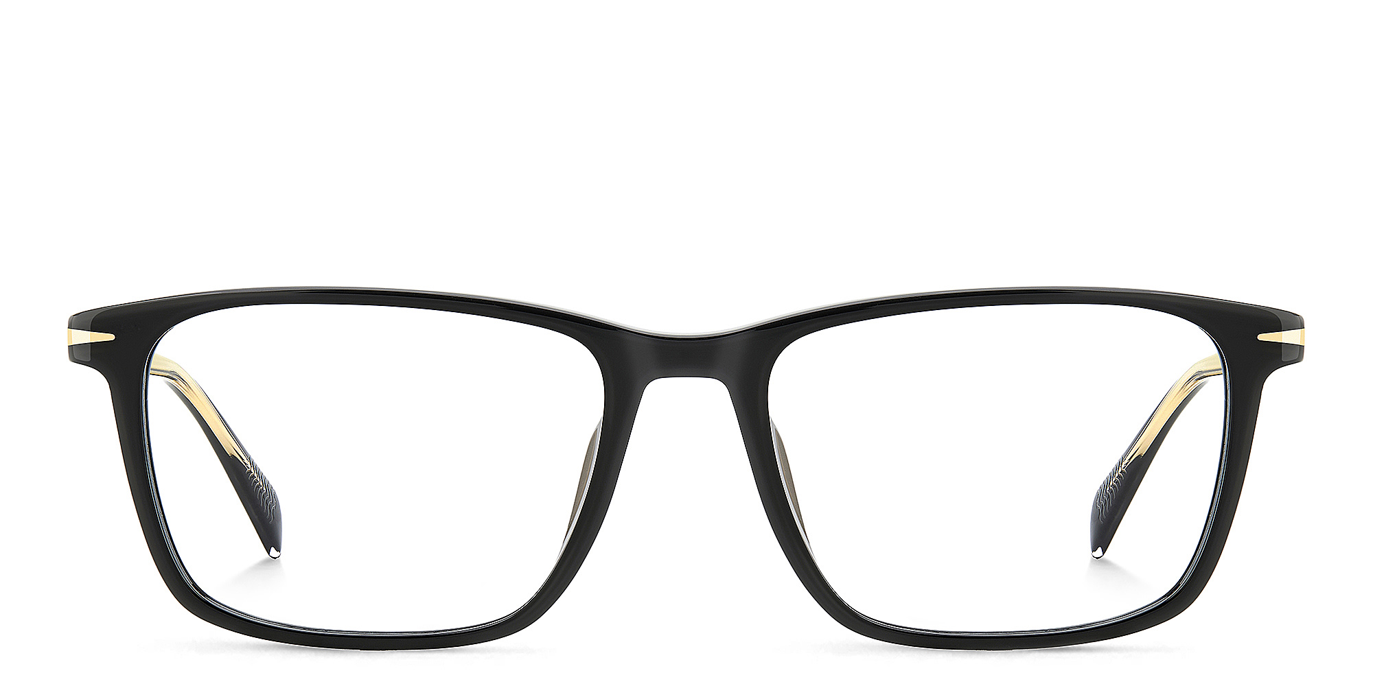نظارات طبية تايمليس آيكونز بإطار مستطيل من ديفيد بيكهام بلون أسود - صورة المنتج 1