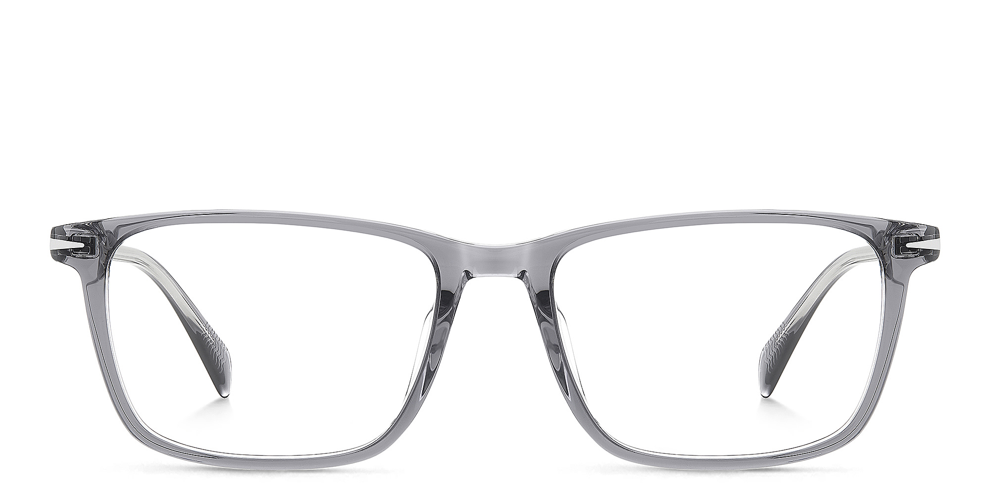 DAVID BECKHAM Timeless Icons Rectangle Eyeglasses in Grey Crystal – Product Photo 1