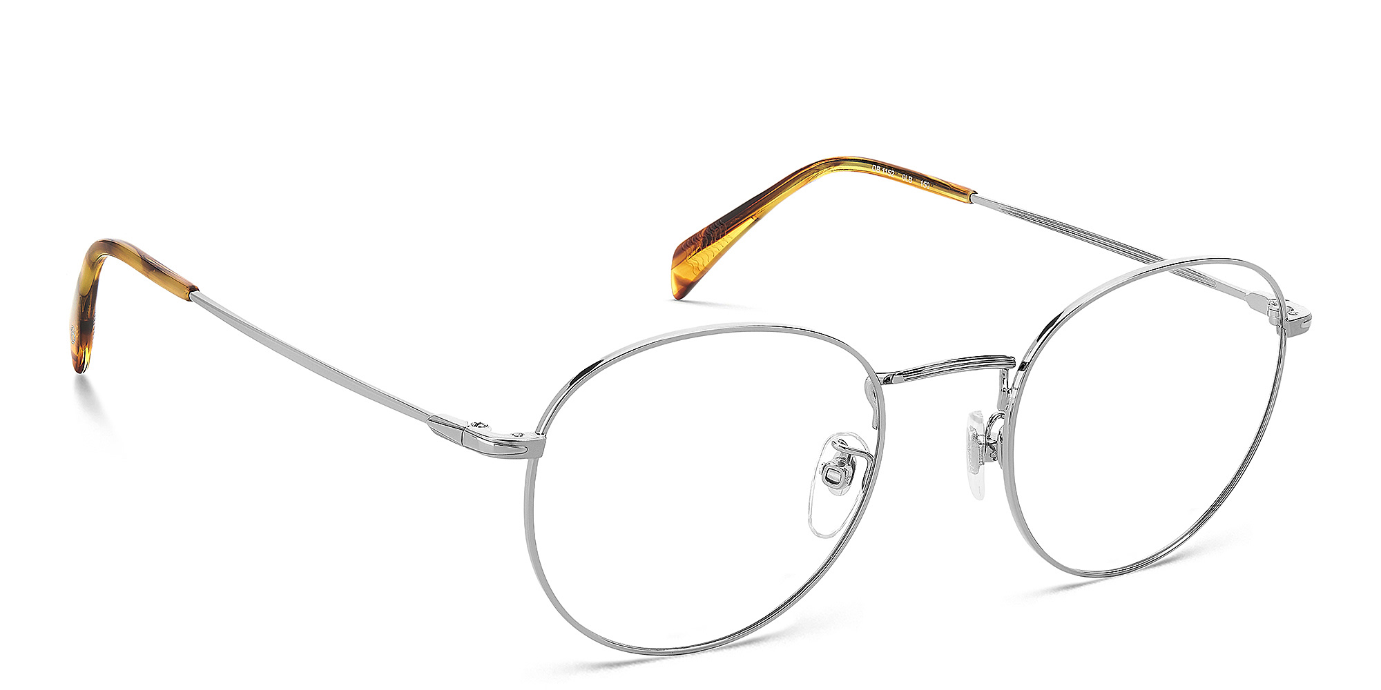 Shop DAVID BECKHAM Timeless Icons Panthos Eyeglasses in Silver online.