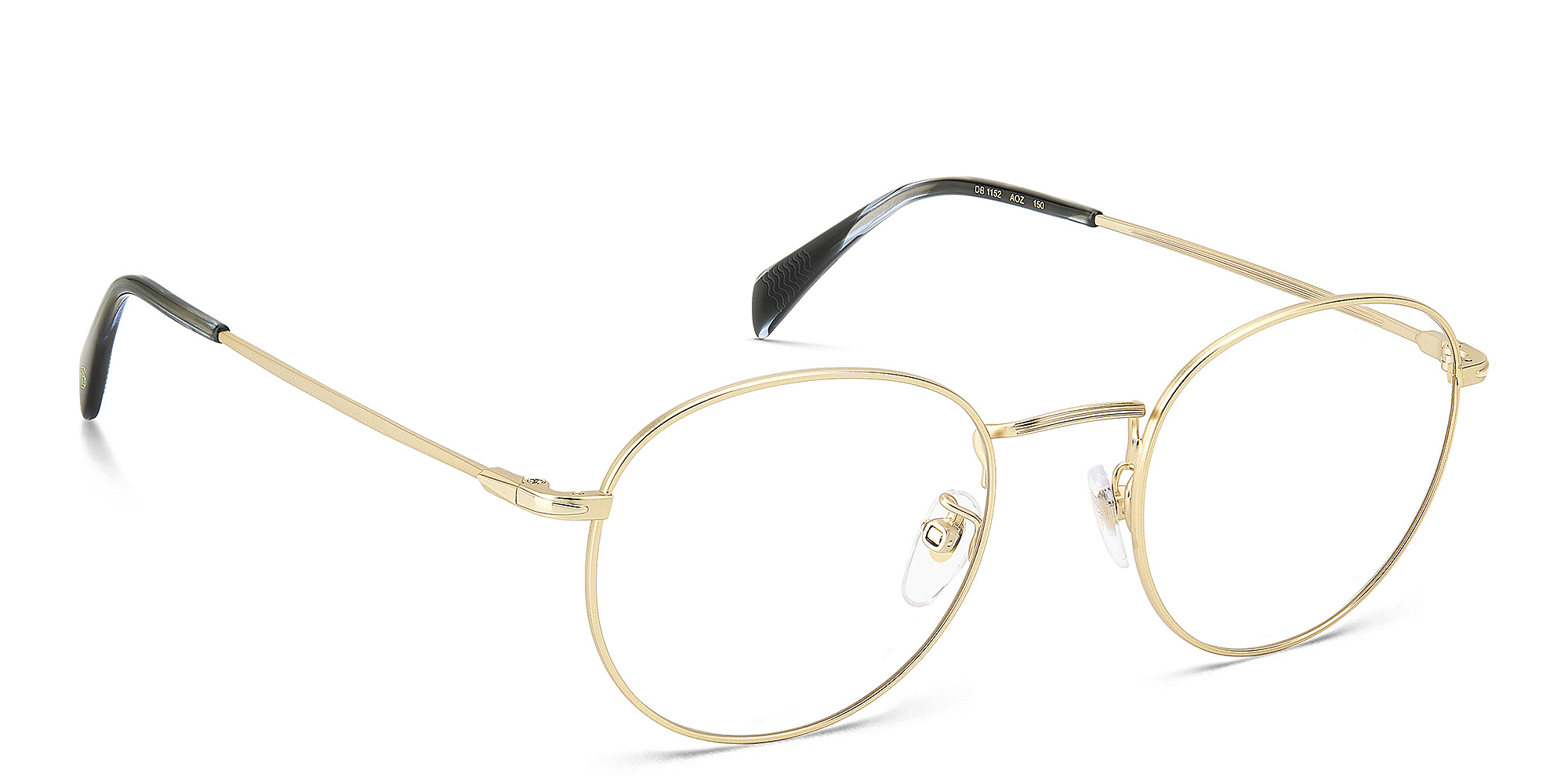 Shop DAVID BECKHAM Timeless Icons Panthos Eyeglasses in Matte Gold online.