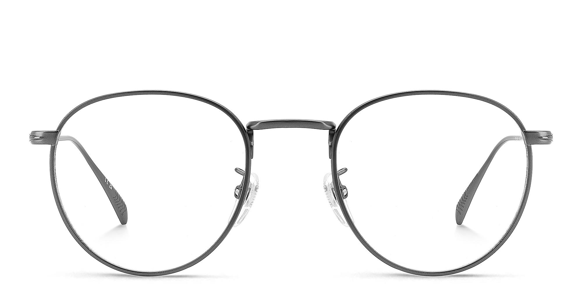 Shop DAVID BECKHAM Timeless Icons Panthos Eyeglasses in Matte Ruthenium Black online.
