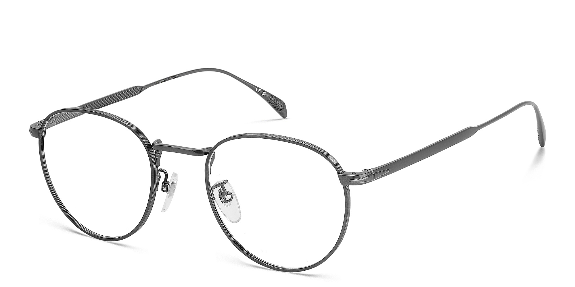 Shop DAVID BECKHAM Timeless Icons Panthos Eyeglasses in Matte Ruthenium Black online.