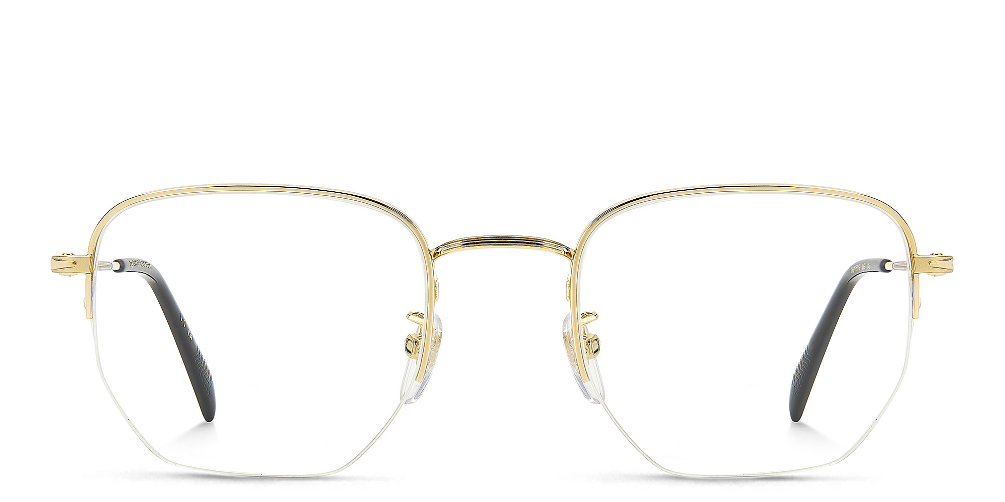 Shop DAVID BECKHAM Timeless Icons Half-Rim Irregular Eyeglasses in Gold online.