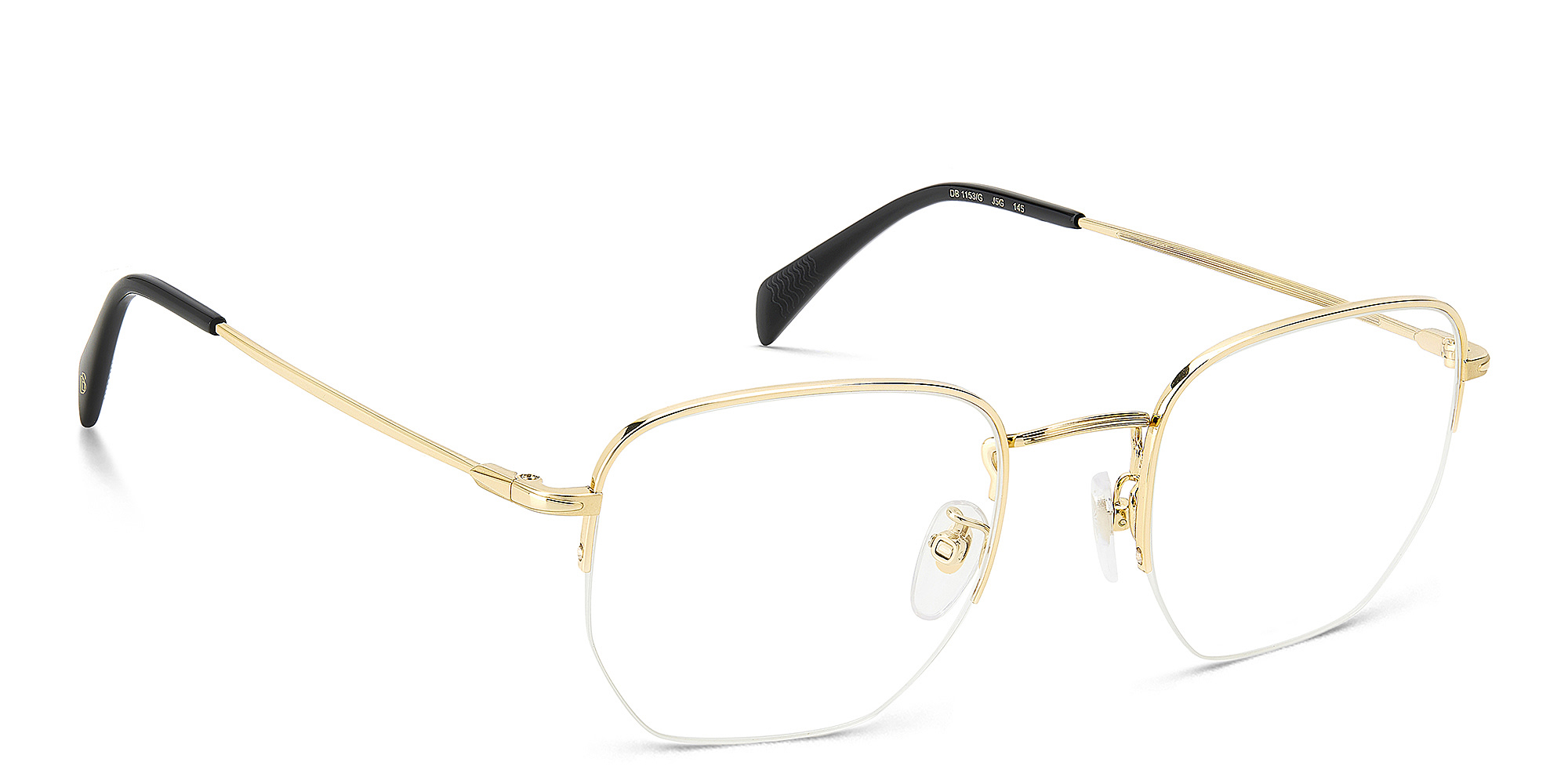 Shop DAVID BECKHAM Timeless Icons Half-Rim Irregular Eyeglasses in Gold online.
