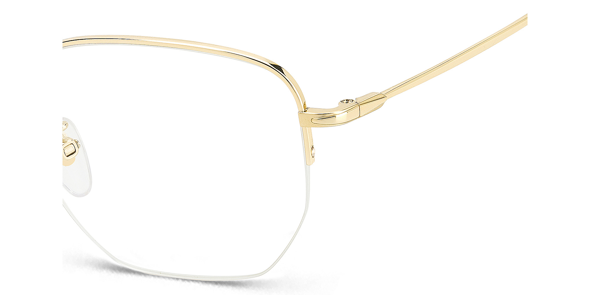 Shop DAVID BECKHAM Timeless Icons Half-Rim Irregular Eyeglasses in Gold online.