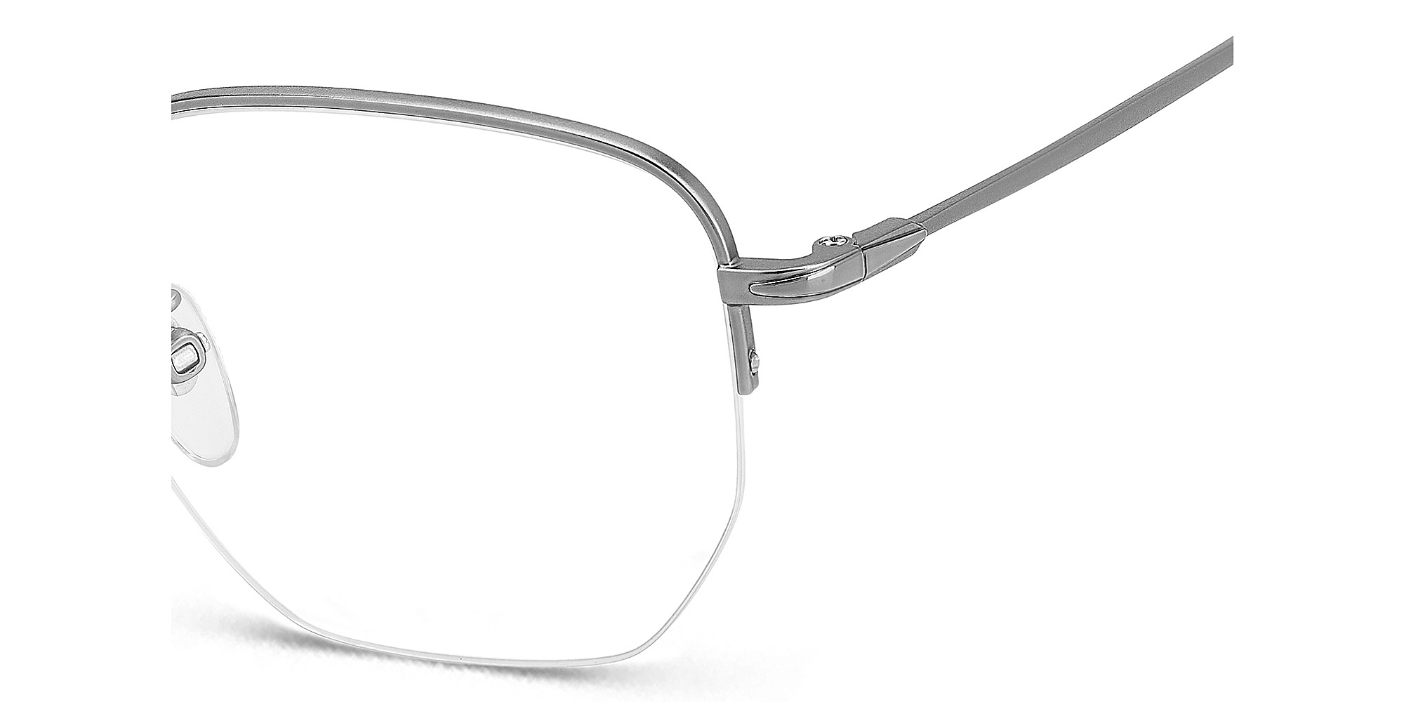 Shop DAVID BECKHAM Timeless Icons Half-Rim Irregular Eyeglasses in Matte Dark Ruthenium online.