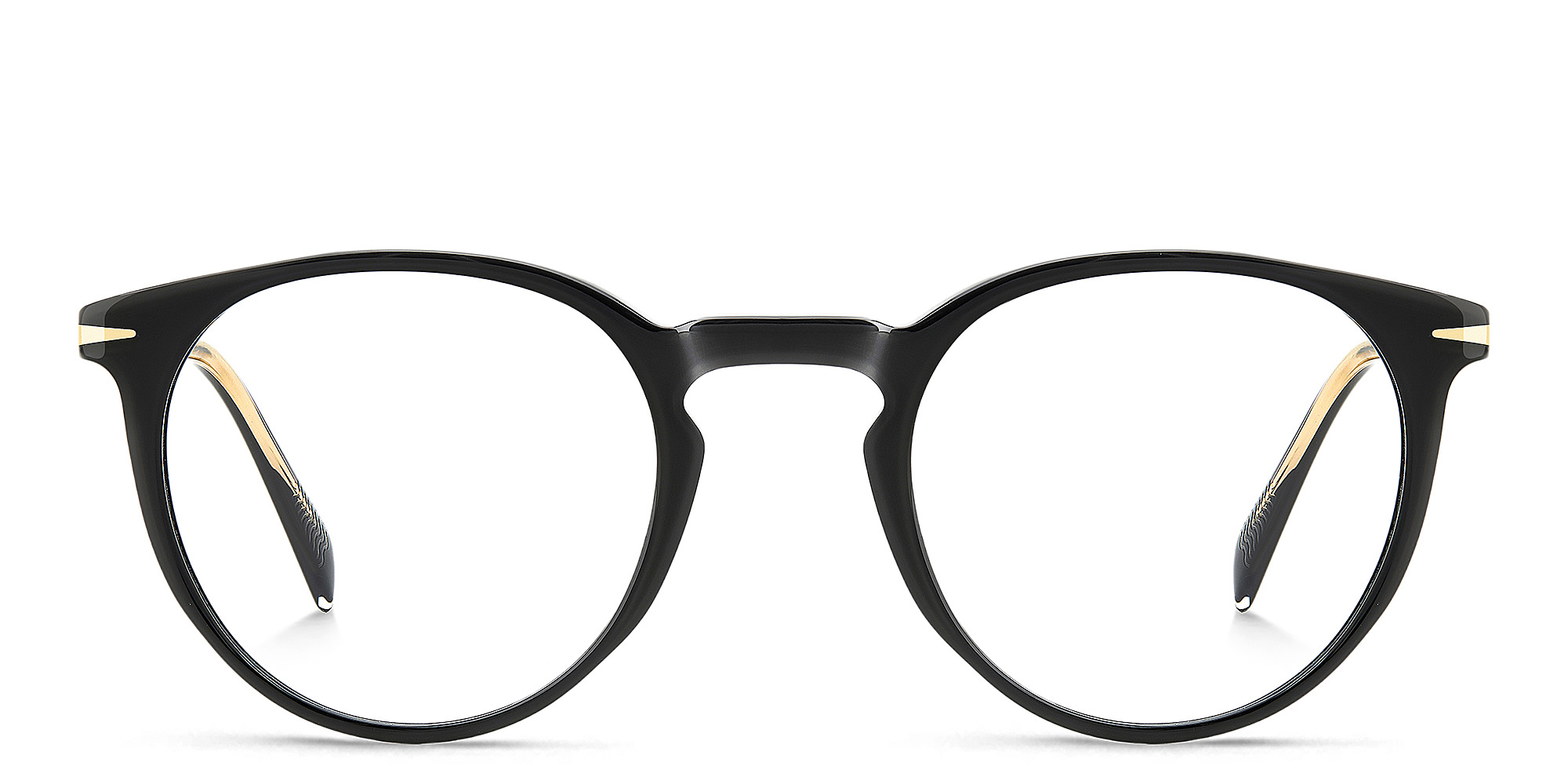 Shop DAVID BECKHAM Timeless Icons Panthos Eyeglasses in Black online.