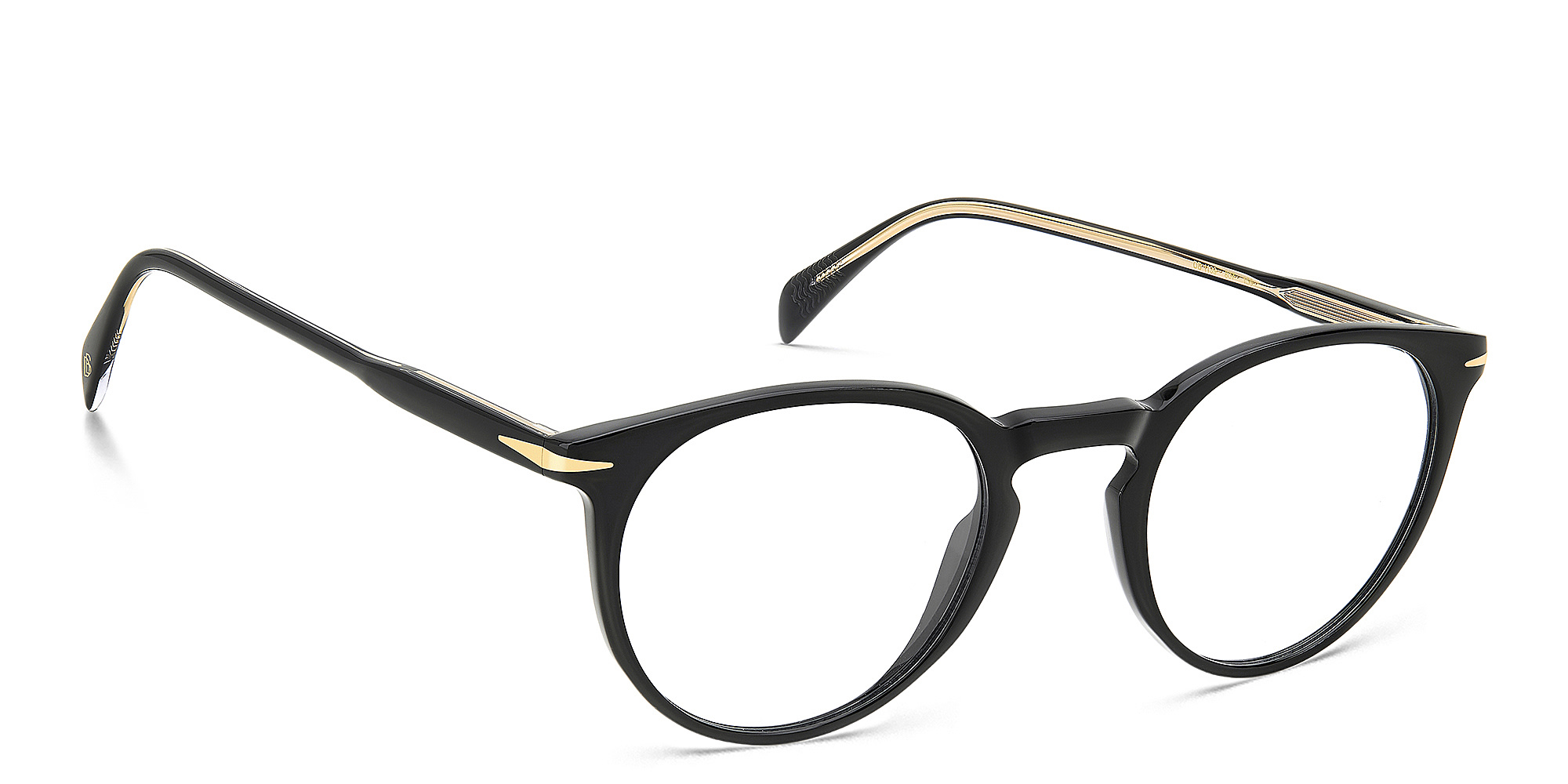 Shop DAVID BECKHAM Timeless Icons Panthos Eyeglasses in Black online.