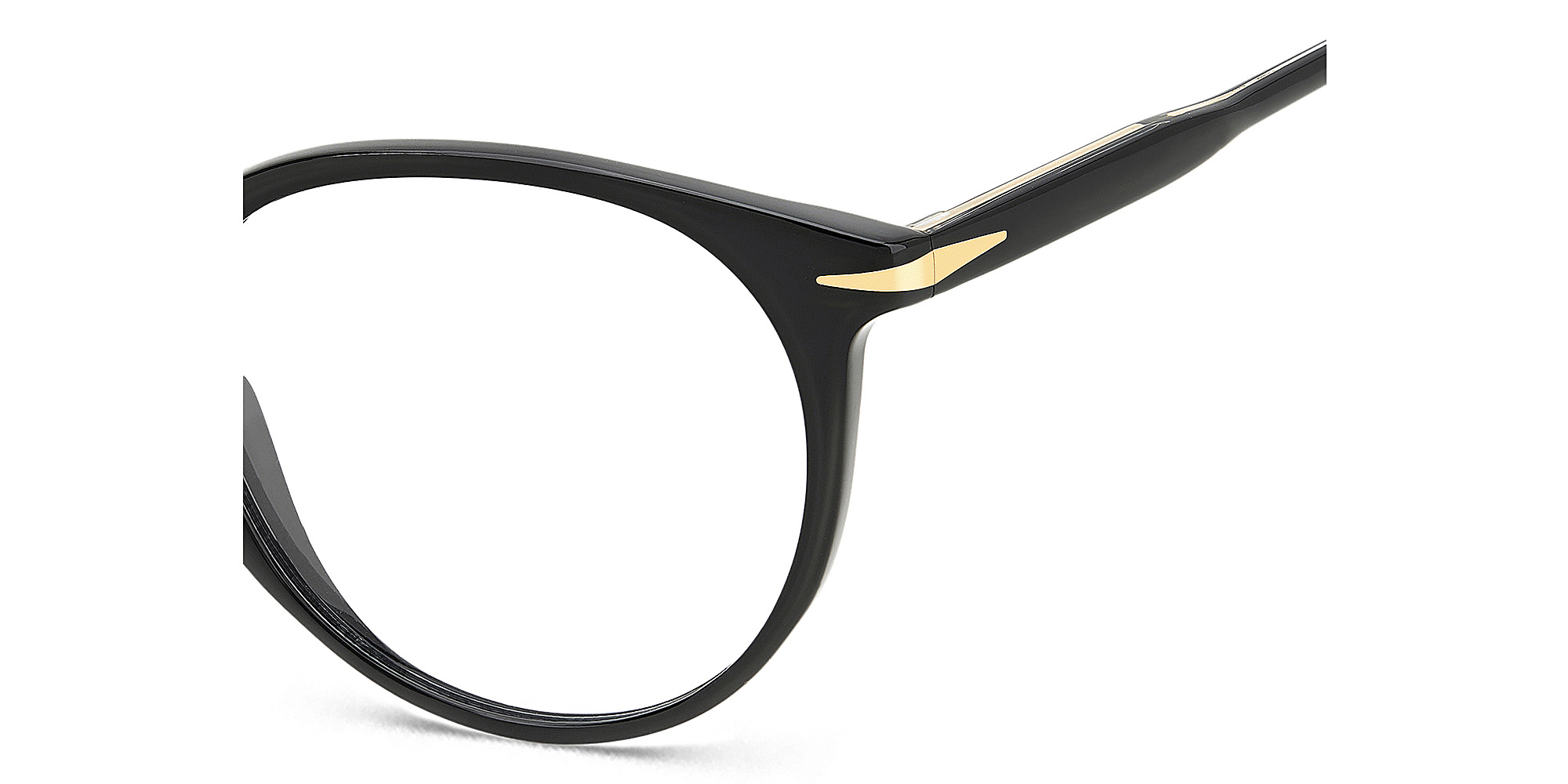 Shop DAVID BECKHAM Timeless Icons Panthos Eyeglasses in Black online.