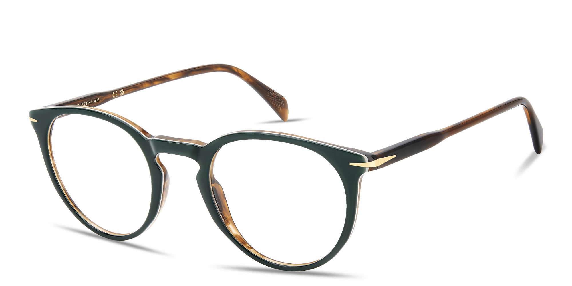 Shop DAVID BECKHAM Talisman Panthos Eyeglasses in Green online.