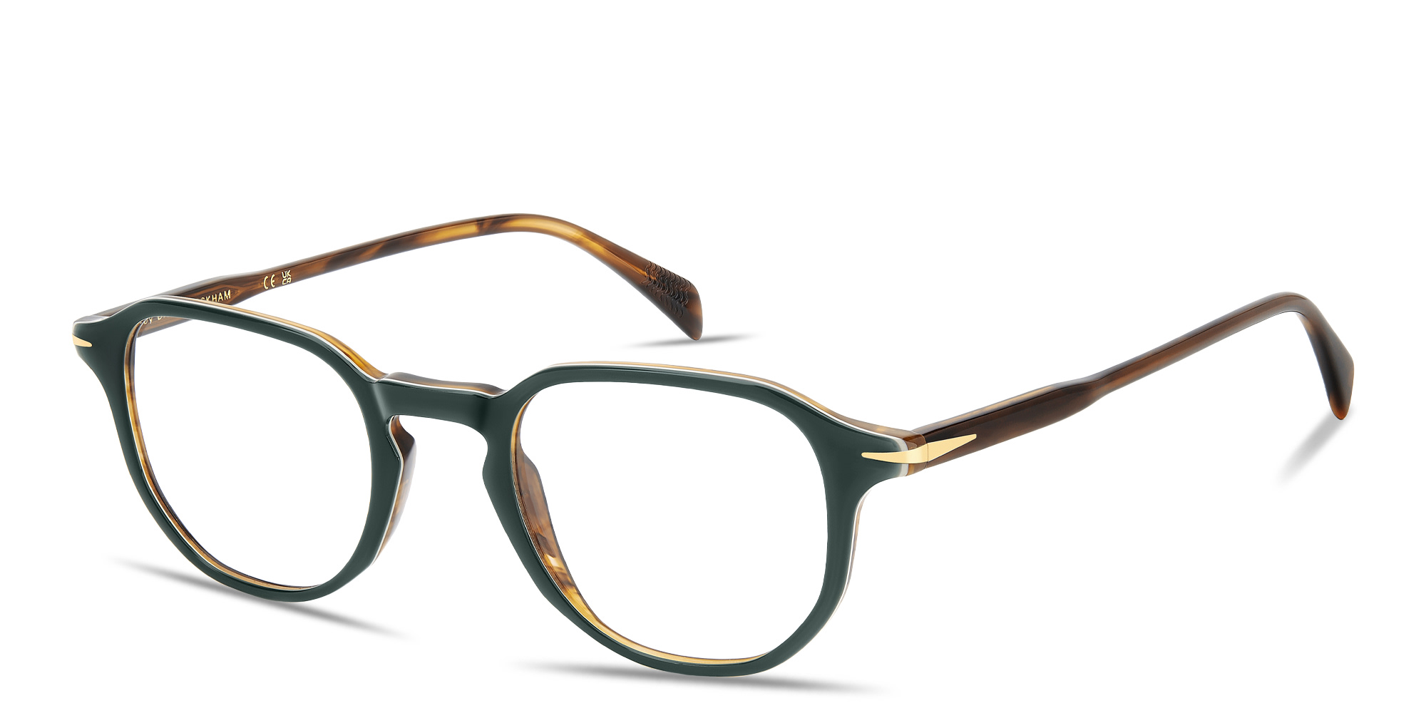 Shop DAVID BECKHAM Talisman Irregular Eyeglasses in Green online.
