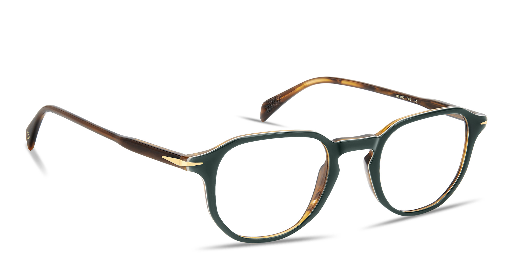 Shop DAVID BECKHAM Talisman Irregular Eyeglasses in Green online.