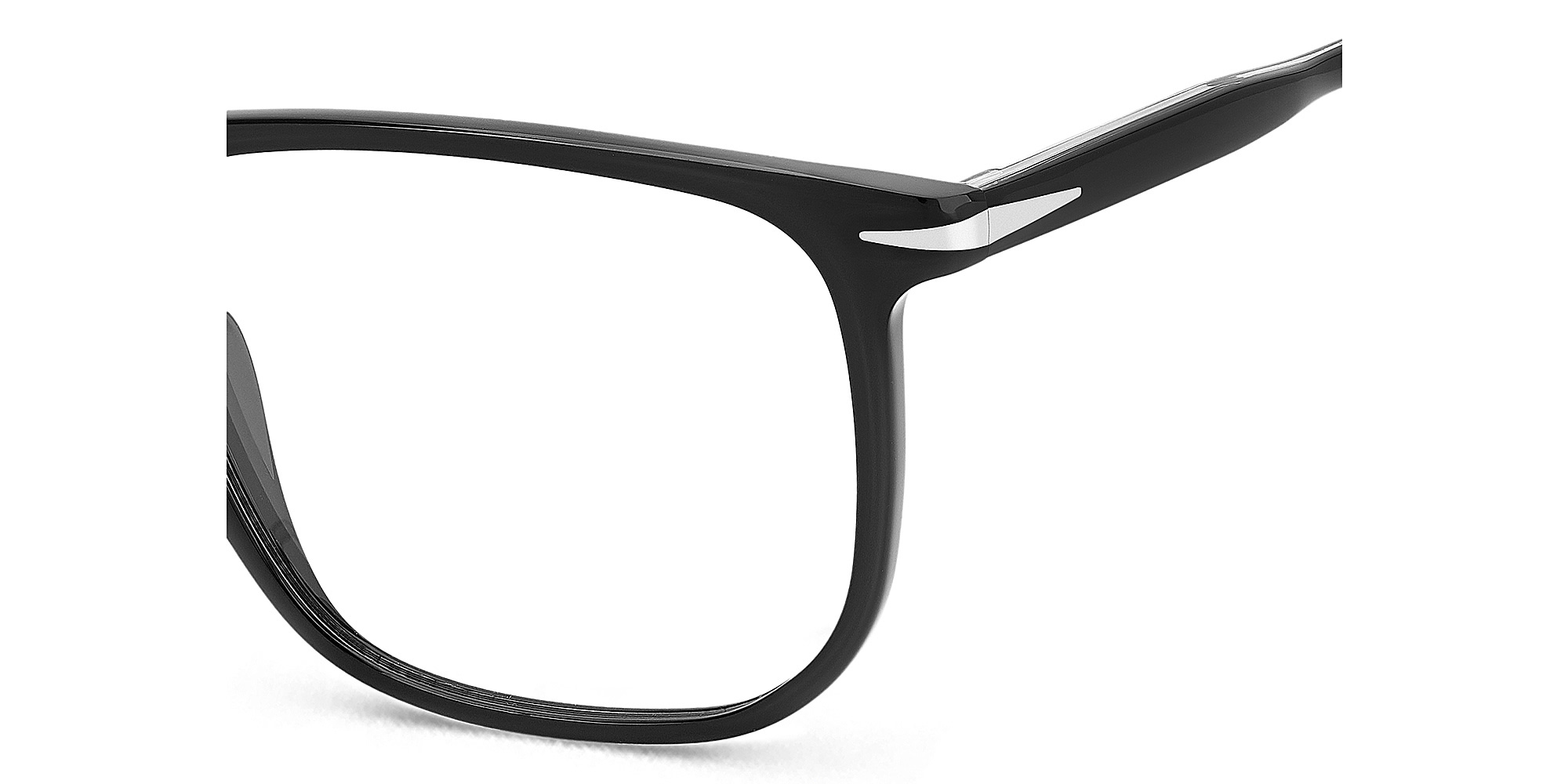 Shop DAVID BECKHAM Timeless Icons Wide Rectangle Eyeglasses in Black online.