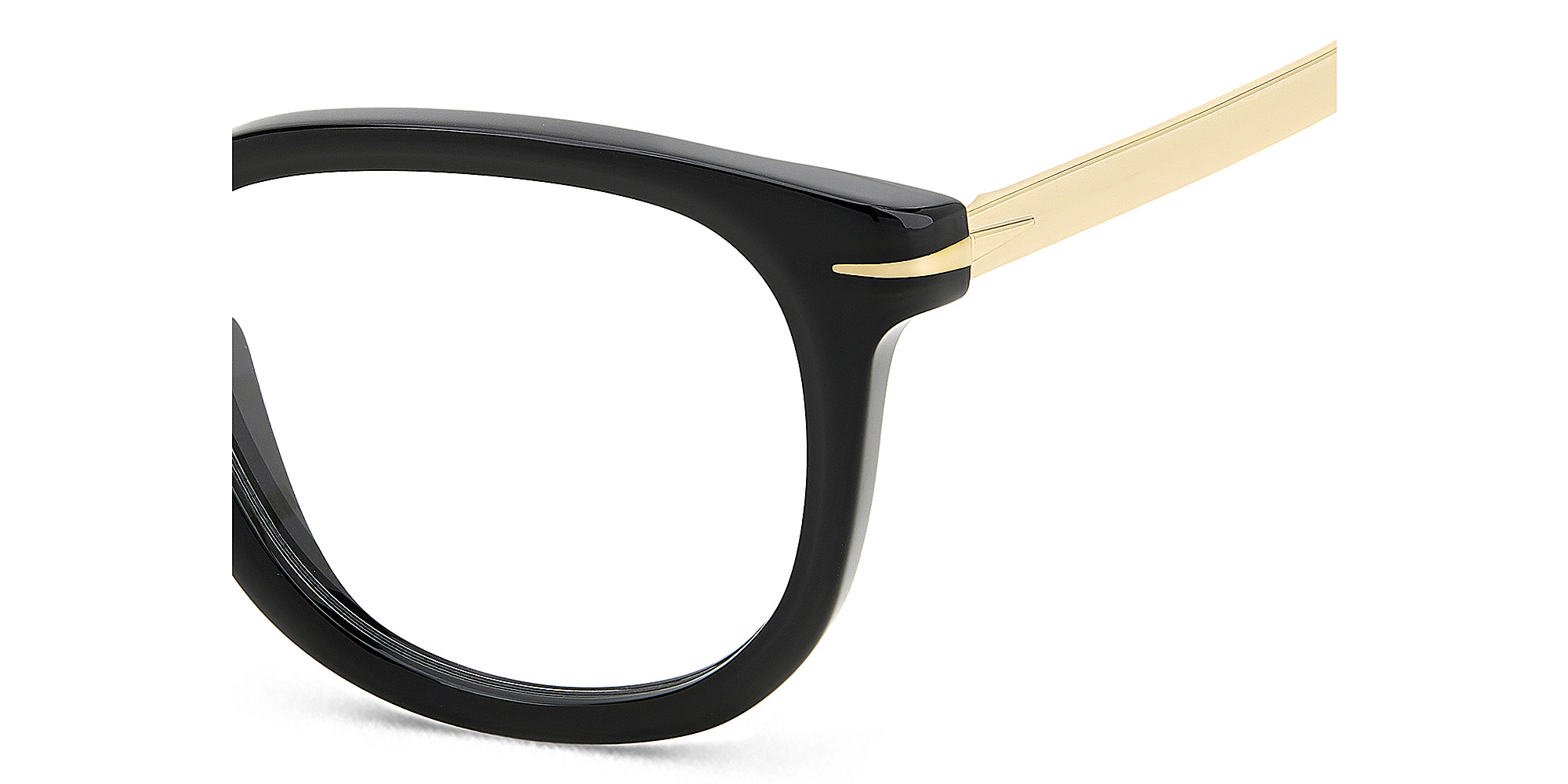 Shop DAVID BECKHAM Style Pioneer Square Eyeglasses in Black Gold online.