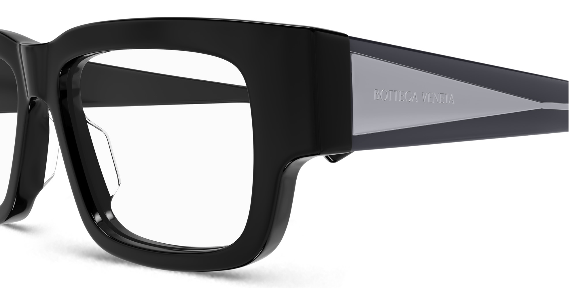 Shop BOTTEGA VENETA New Classic Rectangle Eyeglasses in Black online.