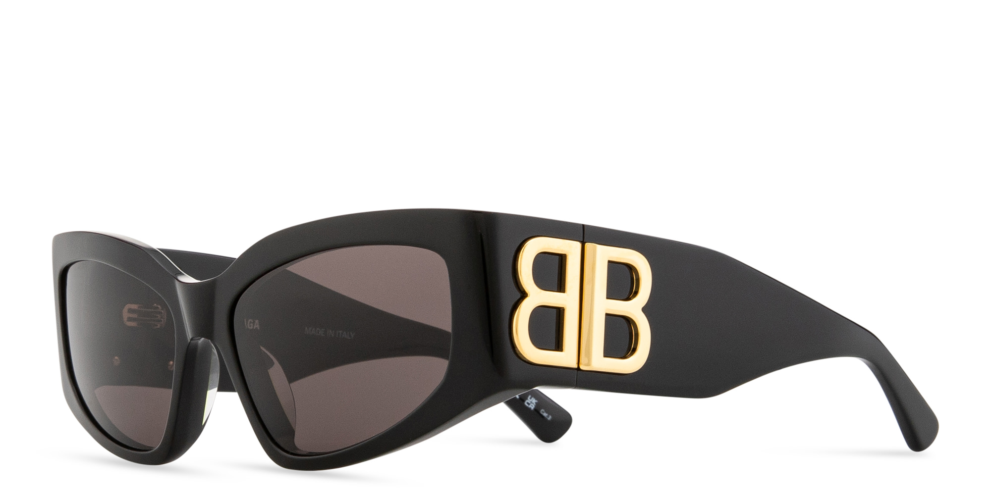 نظارات شمسية طراز كات آي بشعار BB من بالينسياغا بلون أسود - صورة المنتج 2