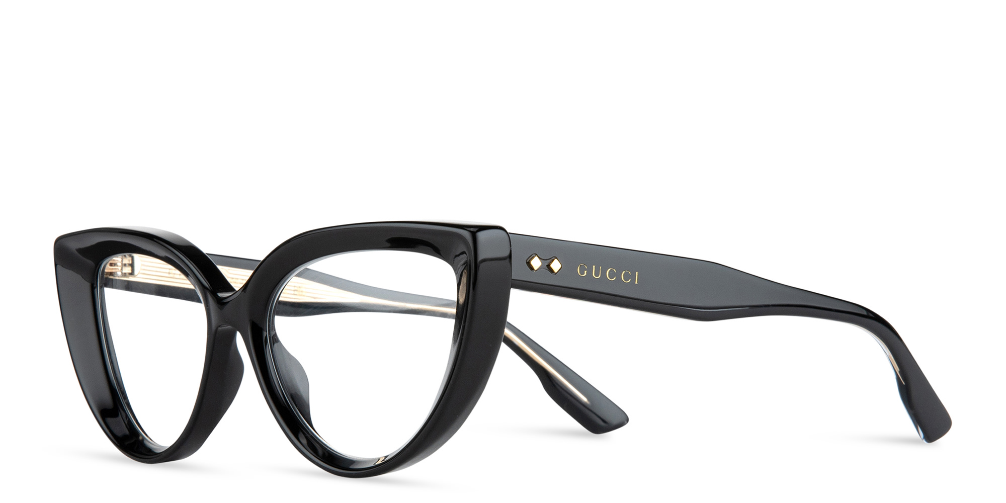 Shop GUCCI Gucci Rivets Cat-Eye Eyeglasses in Black online.