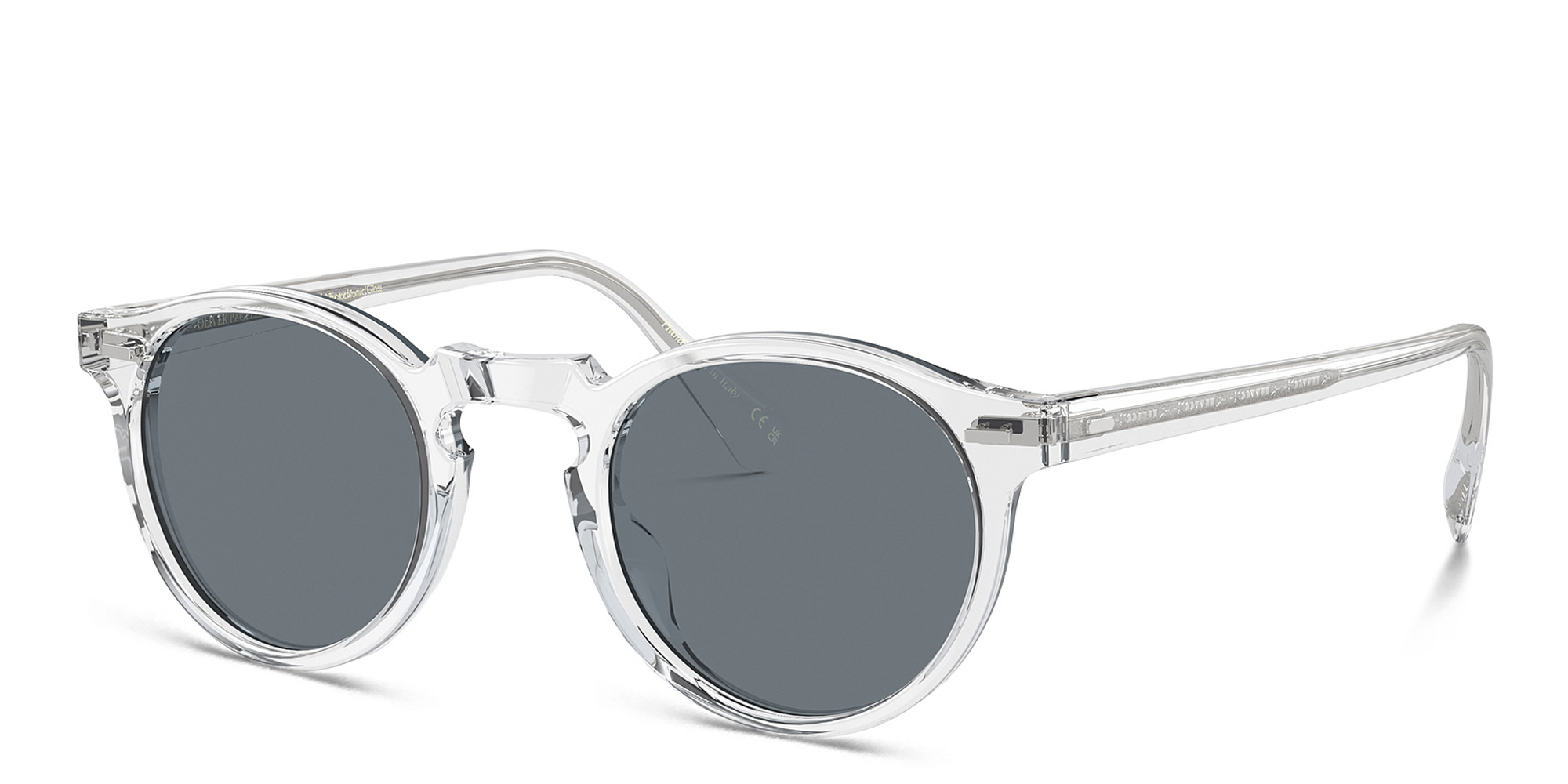 Shop OLIVER PEOPLES Gregory Peck Sun Unisex Panthos Sunglasses in Crystal online.