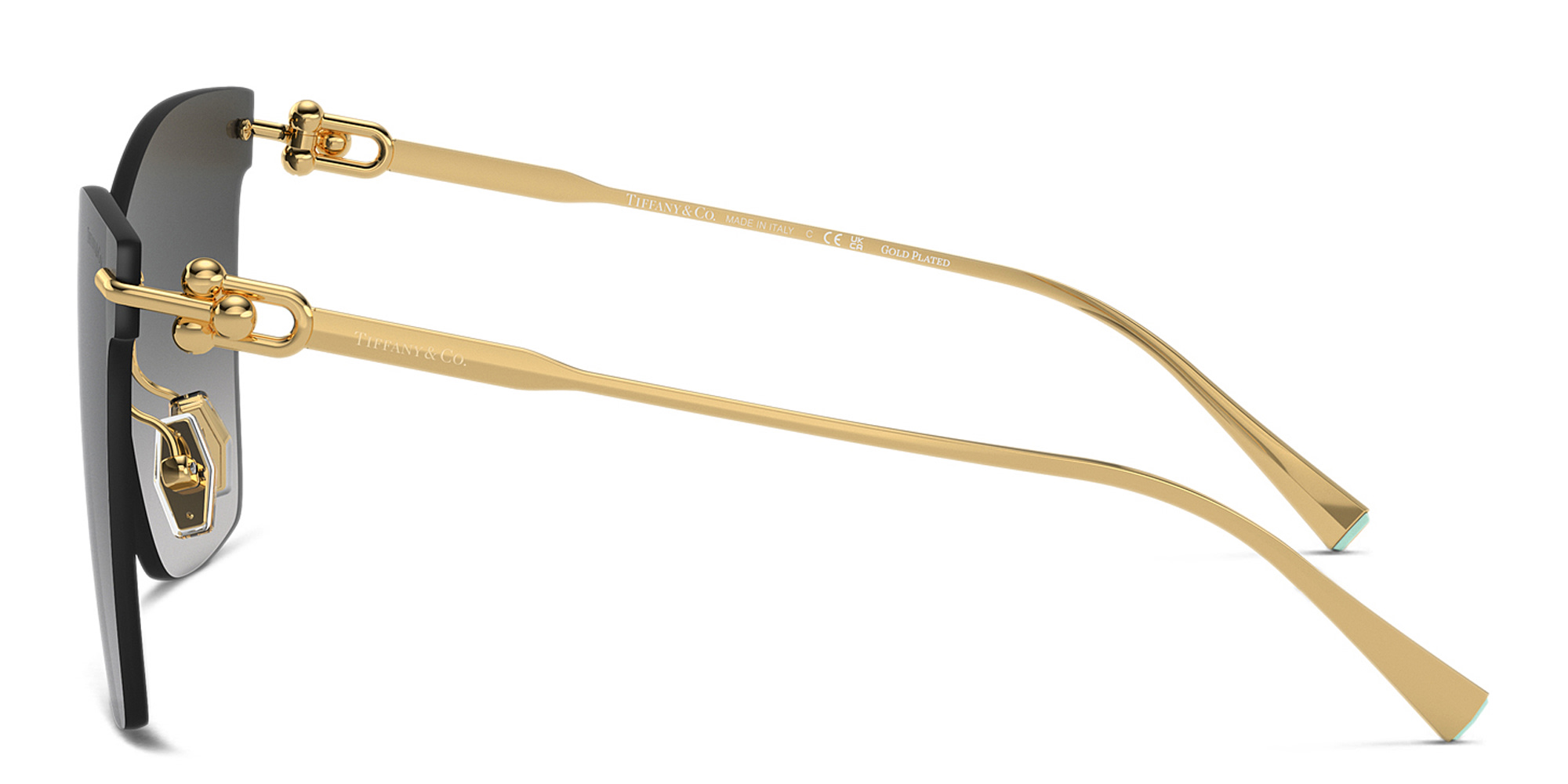 Shop TIFFANY Tiffany HardWear Rimless Cat-Eye Sunglasses in Gold online.
