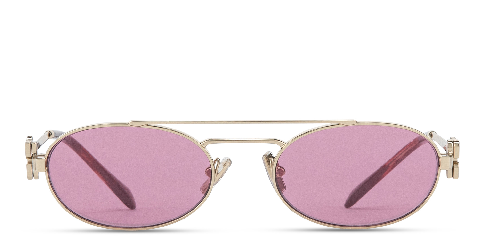 MIU MIU Vertical Logo Oval Sunglasses in Gold – Product Photo 1