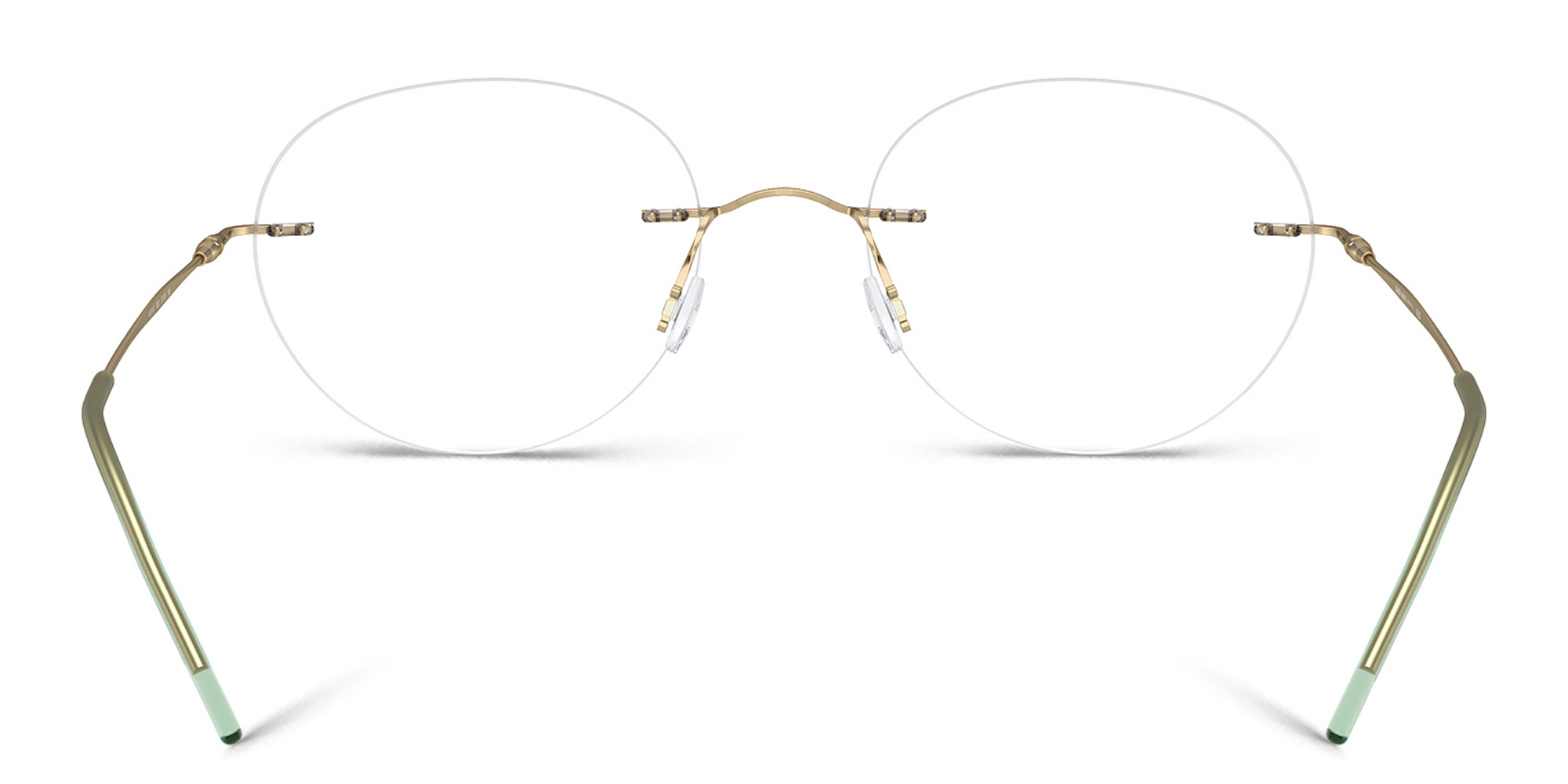 GIORGIO ARMANI Logo Rimless Panthos Eyeglasses in Matte Pale Gold – Product Photo 4