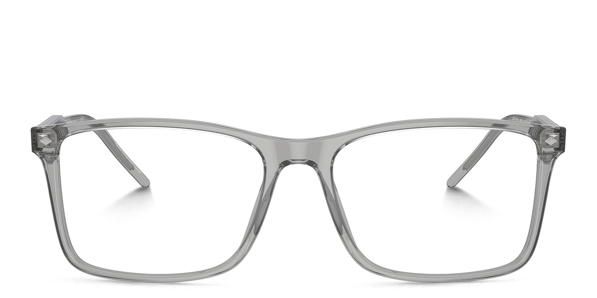 Shop GIORGIO ARMANI Logo Wide Rectangle Eyeglasses in Transparent Grey online.