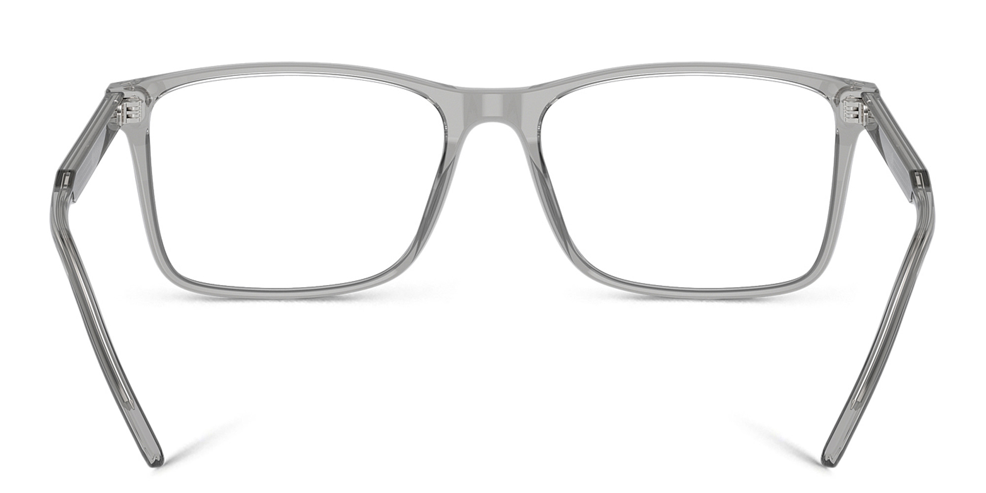 Shop GIORGIO ARMANI Logo Wide Rectangle Eyeglasses in Transparent Grey online.