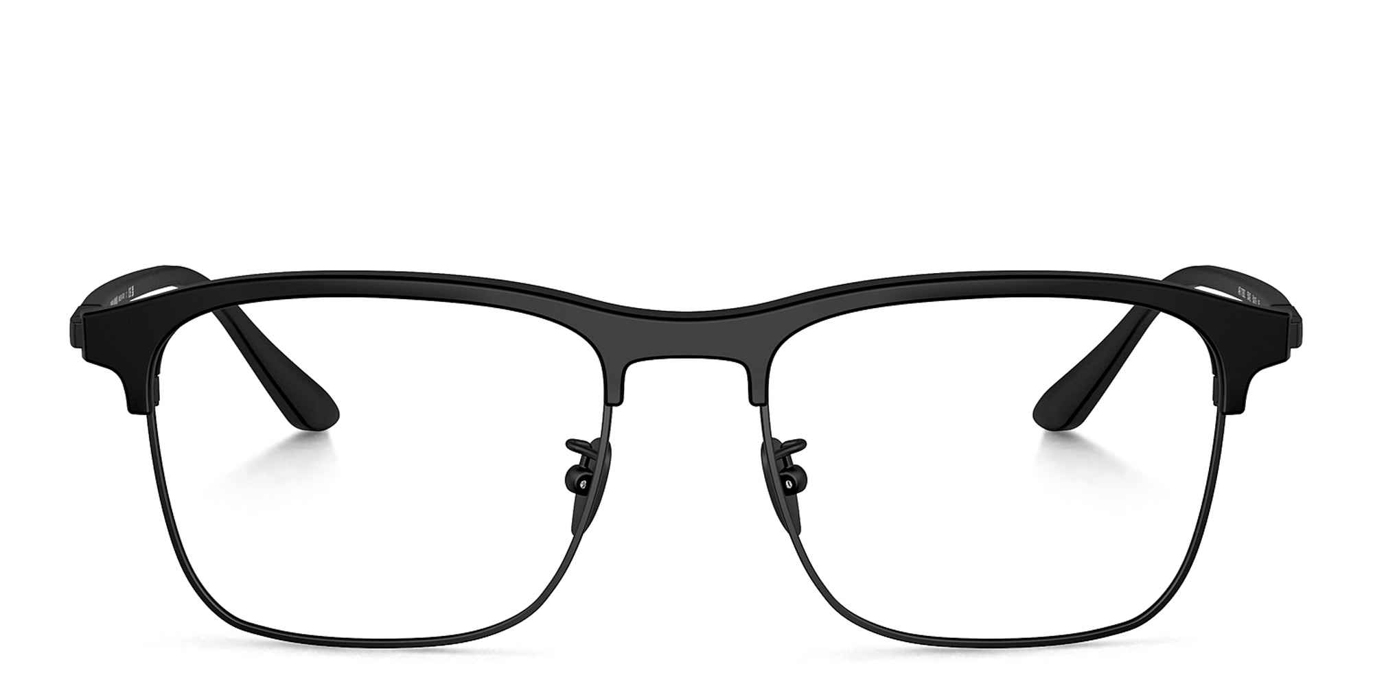 GIORGIO ARMANI Logo Rectangle Eyeglasses in Matte Black – Product Photo 1