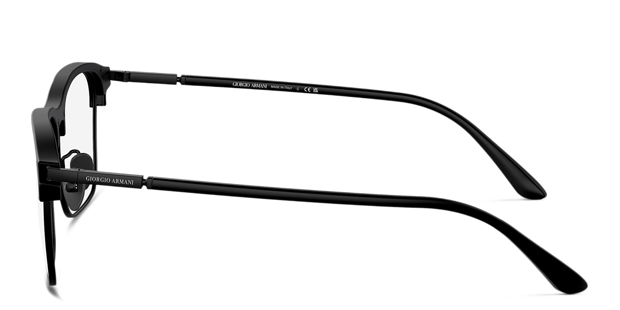 GIORGIO ARMANI Logo Rectangle Eyeglasses in Matte Black – Product Photo 3