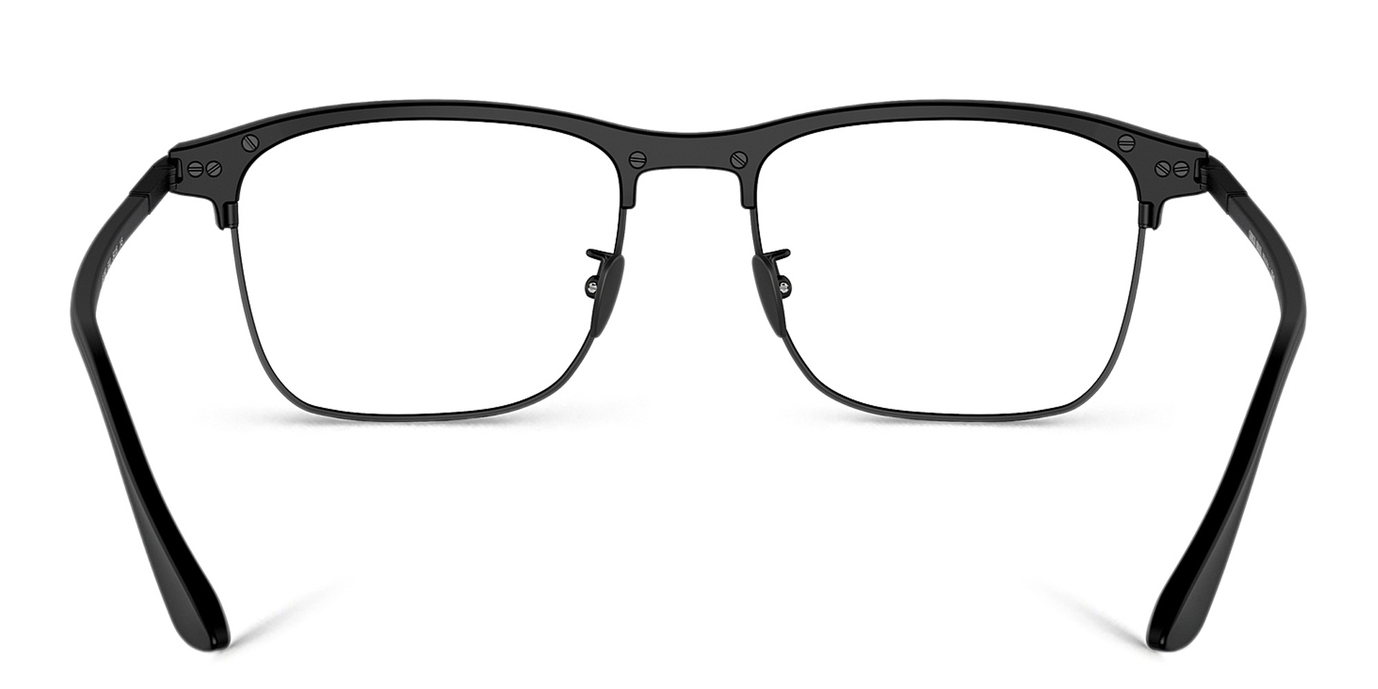 GIORGIO ARMANI Logo Rectangle Eyeglasses in Matte Black – Product Photo 4