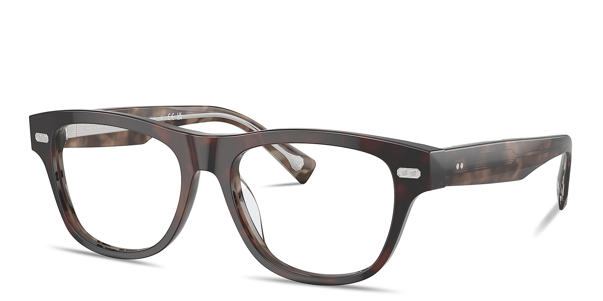 Shop BRUNELLO CUCINELLI Iconic Meridian Rectangle Eyeglasses in Dark Brown online.
