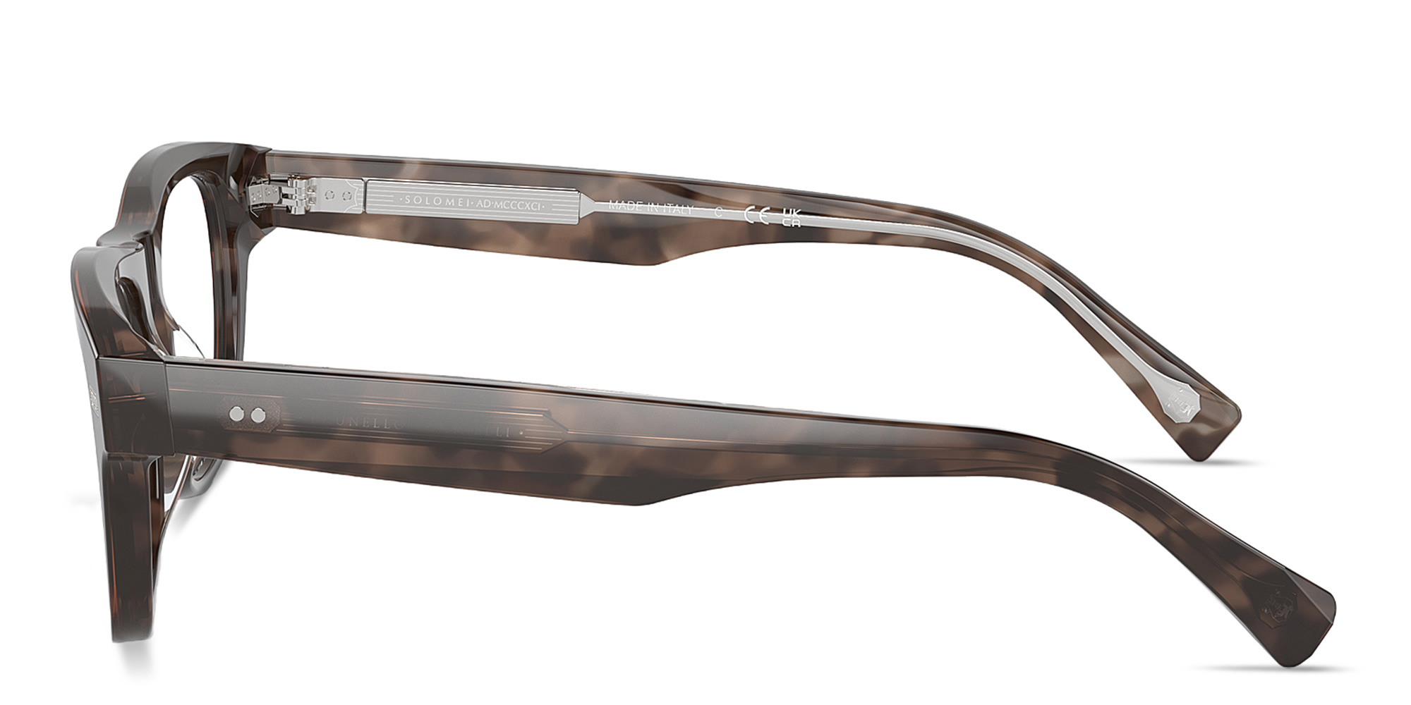 Shop BRUNELLO CUCINELLI Iconic Meridian Rectangle Eyeglasses in Dark Brown online.