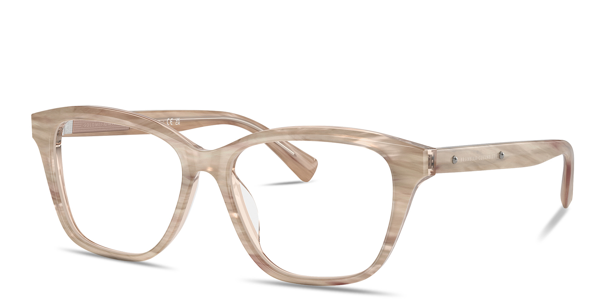 Shop BRUNELLO CUCINELLI Logo Cat-Eye Eyeglasses in Beige online.