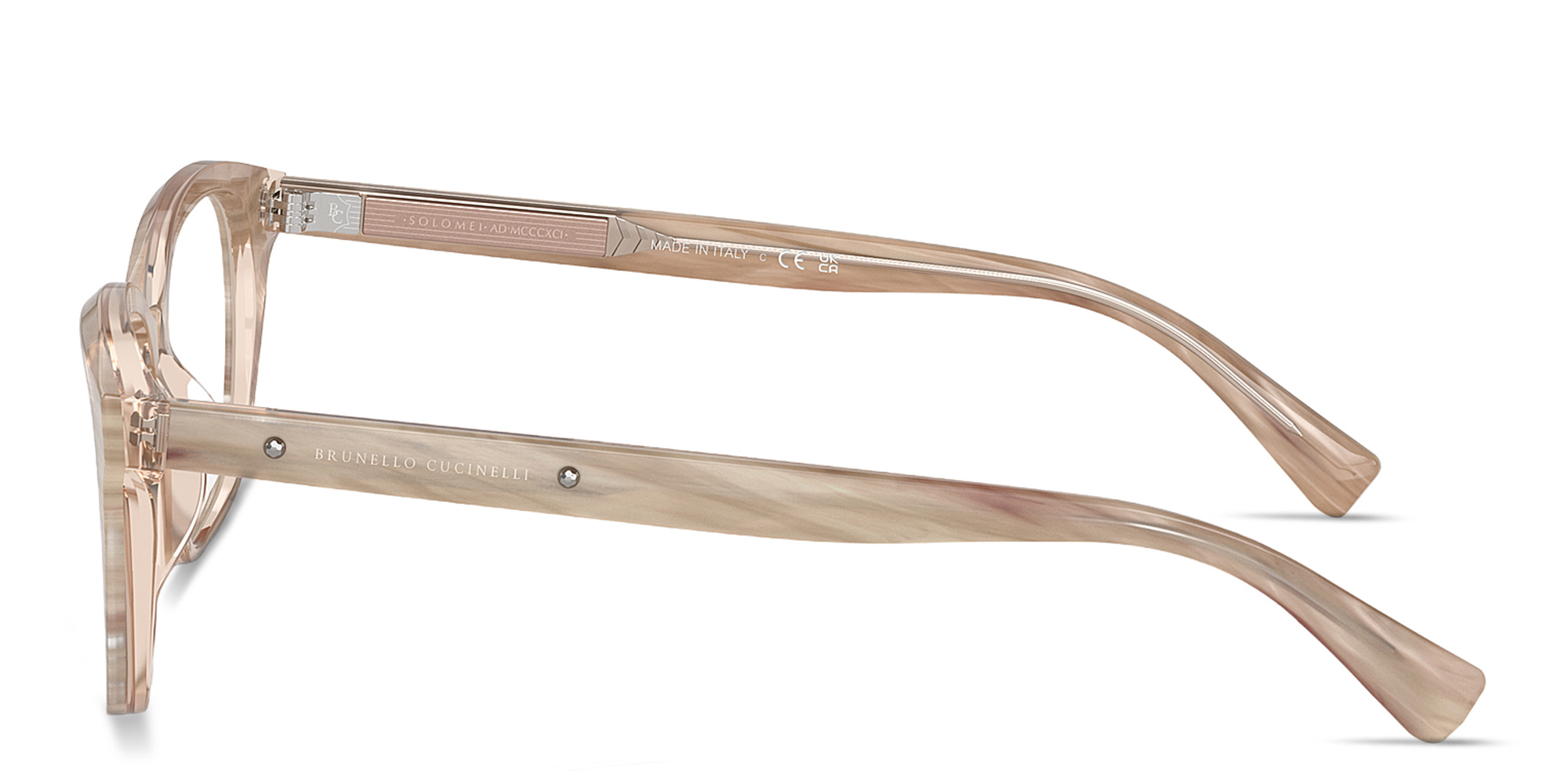 Shop BRUNELLO CUCINELLI Logo Cat-Eye Eyeglasses in Beige online.