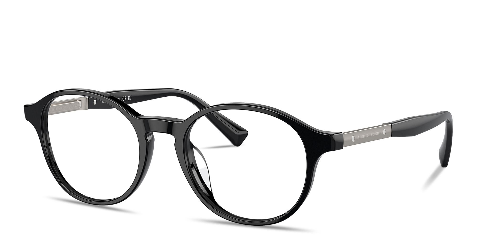 Shop BRUNELLO CUCINELLI Logo Unisex Round Eyeglasses in Black online.