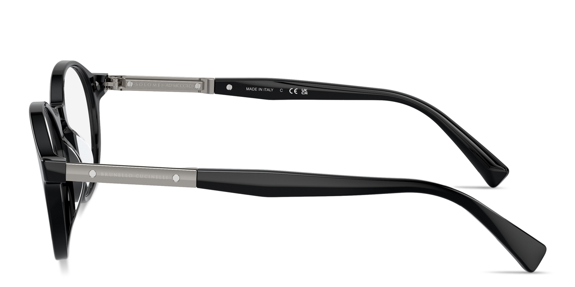 Shop BRUNELLO CUCINELLI Logo Unisex Round Eyeglasses in Black online.