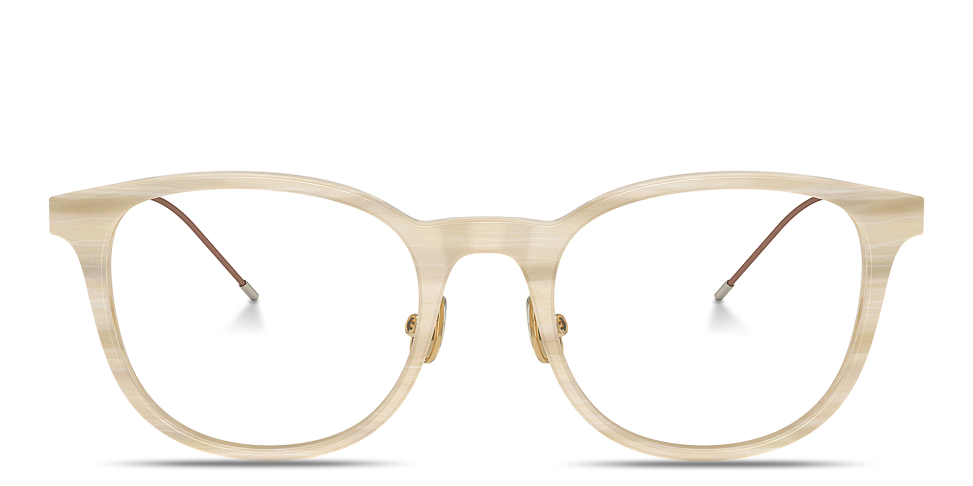 Shop BRUNELLO CUCINELLI Sartorial Sunset Unisex Round Eyeglasses in Beige online.