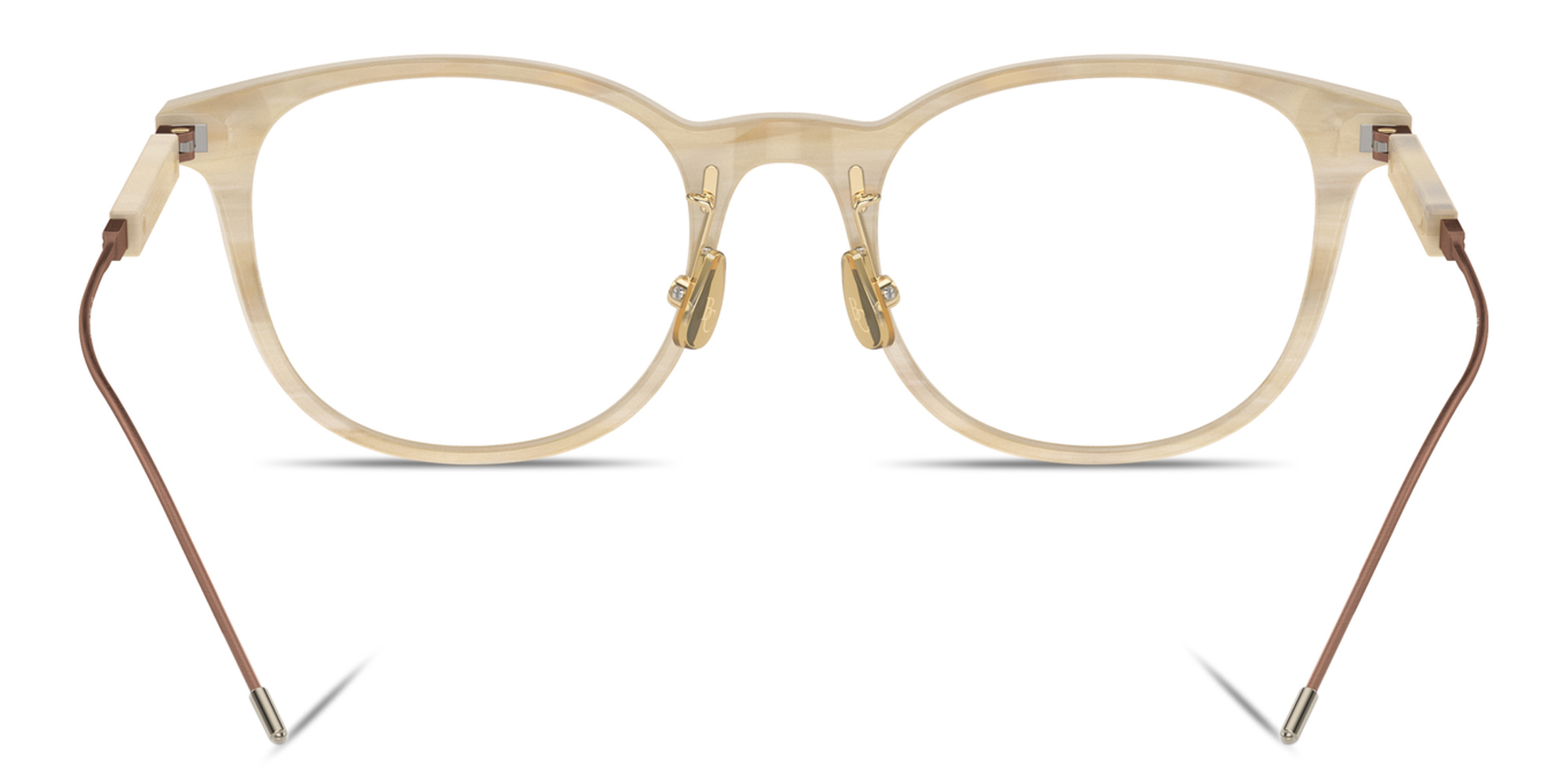 Shop BRUNELLO CUCINELLI Sartorial Sunset Unisex Round Eyeglasses in Beige online.