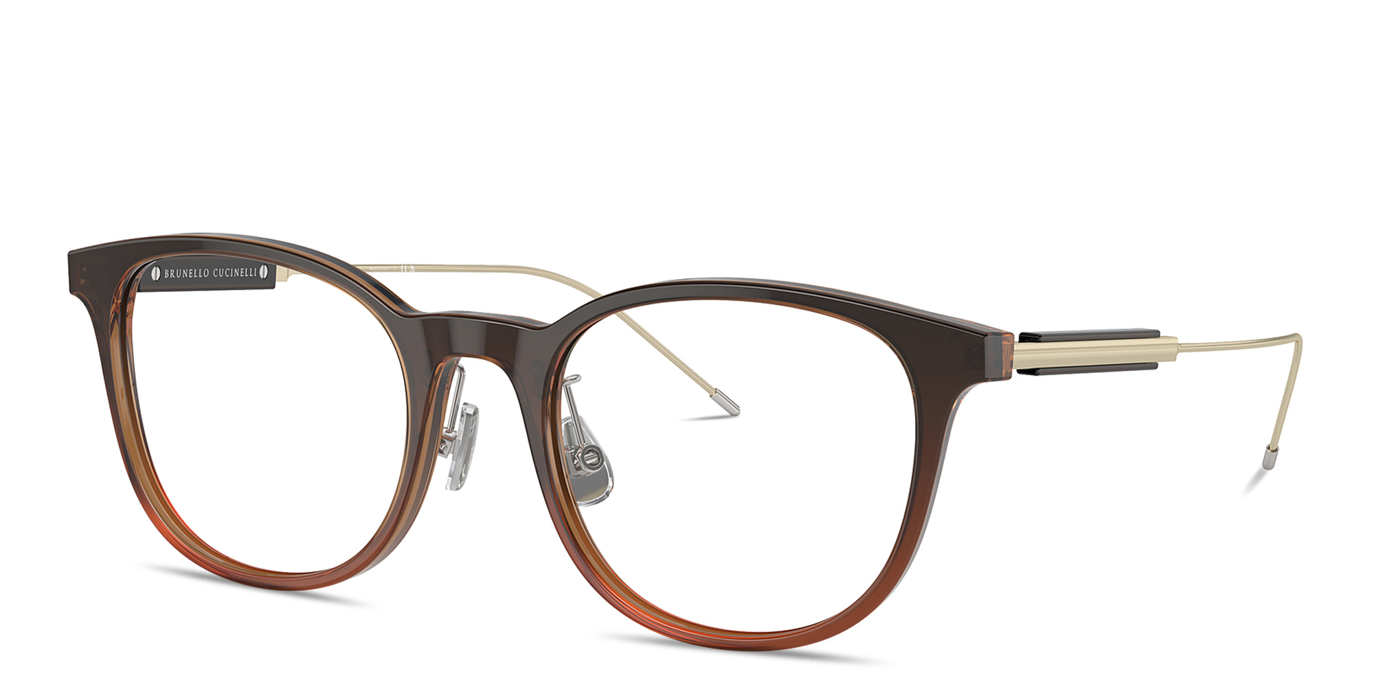 Shop BRUNELLO CUCINELLI Sartorial Sunset Unisex Round Eyeglasses in Brown online.