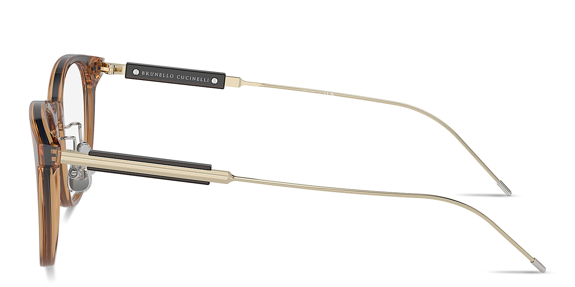 Shop BRUNELLO CUCINELLI Sartorial Sunset Unisex Round Eyeglasses in Brown online.