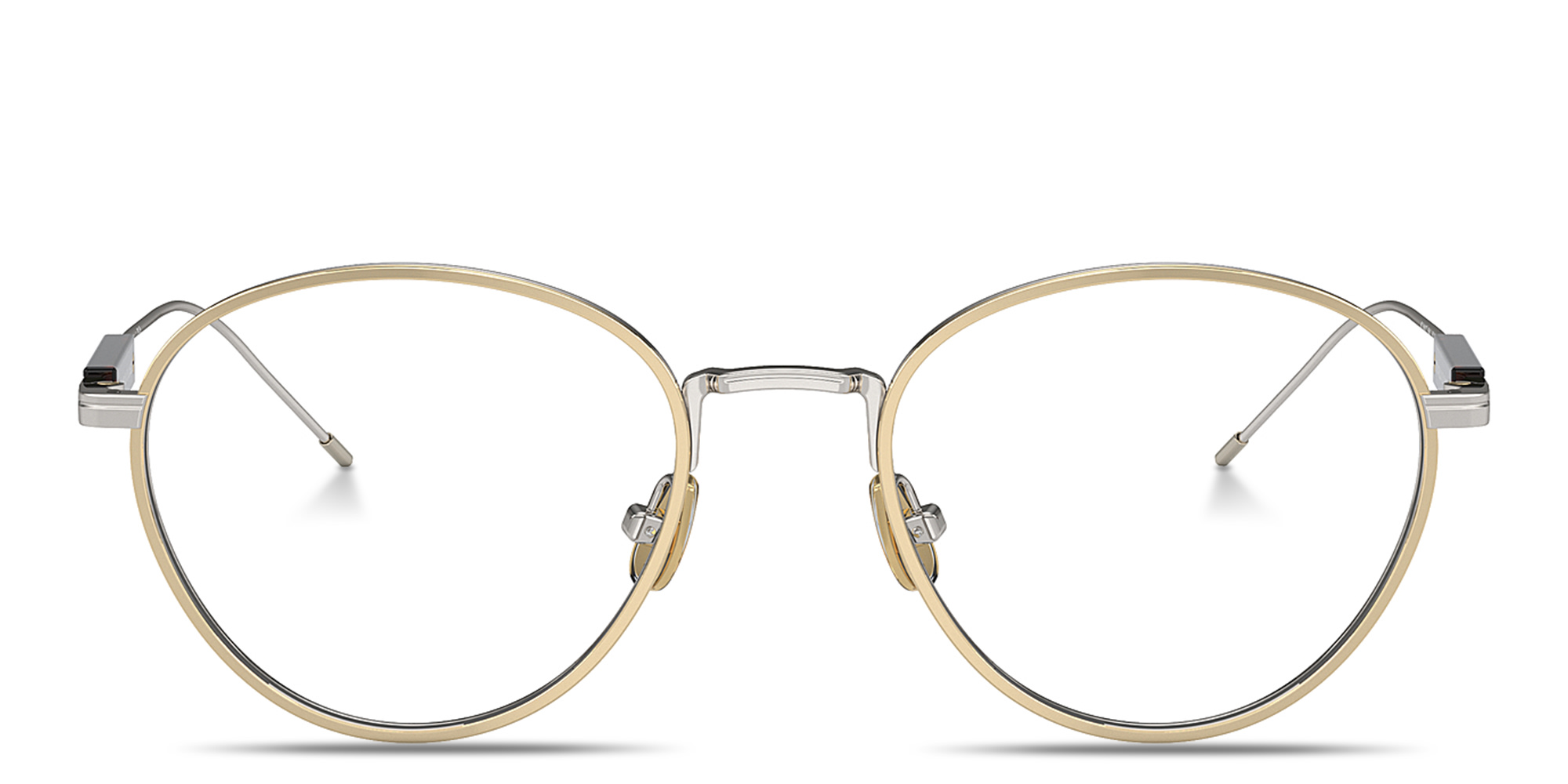 Shop BRUNELLO CUCINELLI Sartorial Sunset Unisex Round Eyeglasses in Gold online.