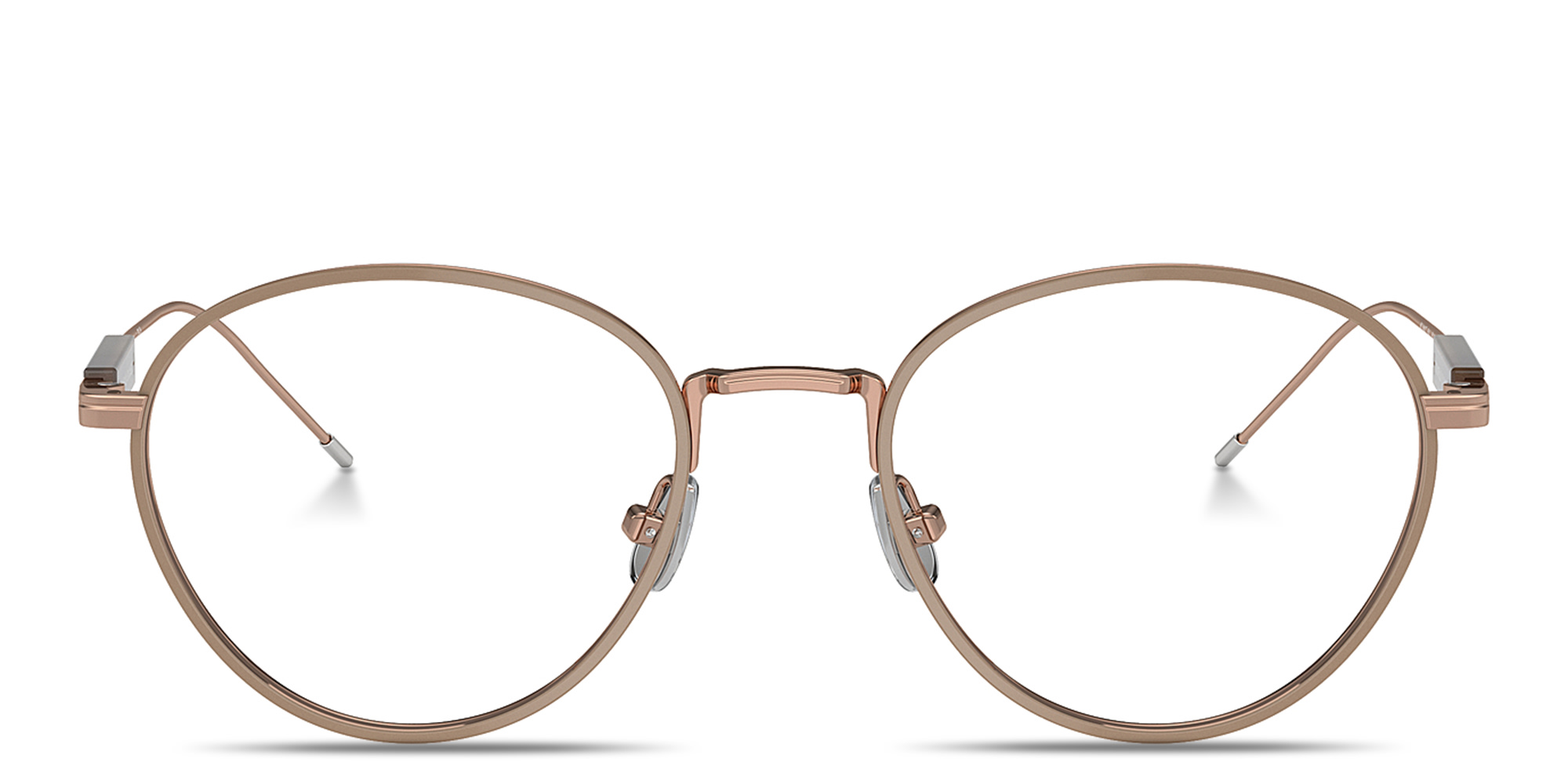 Shop BRUNELLO CUCINELLI Sartorial Sunset Unisex Round Eyeglasses in Rose Gold online.